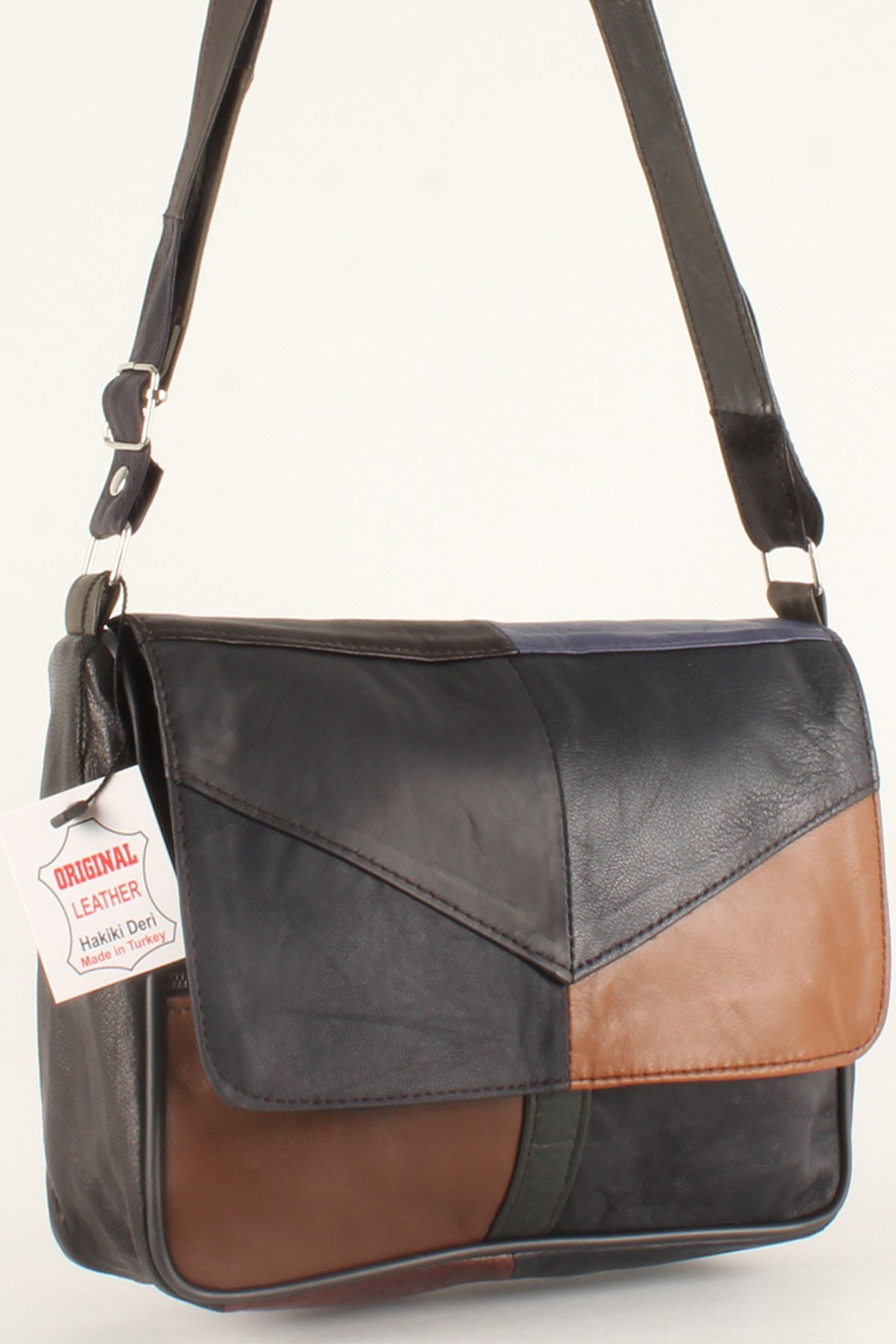 LWE1406-SLuwweLuwwe Bag'sKadın Yumuşak Hakiki Deri Parçalı ve Renkli Omuz Çantası (1406)