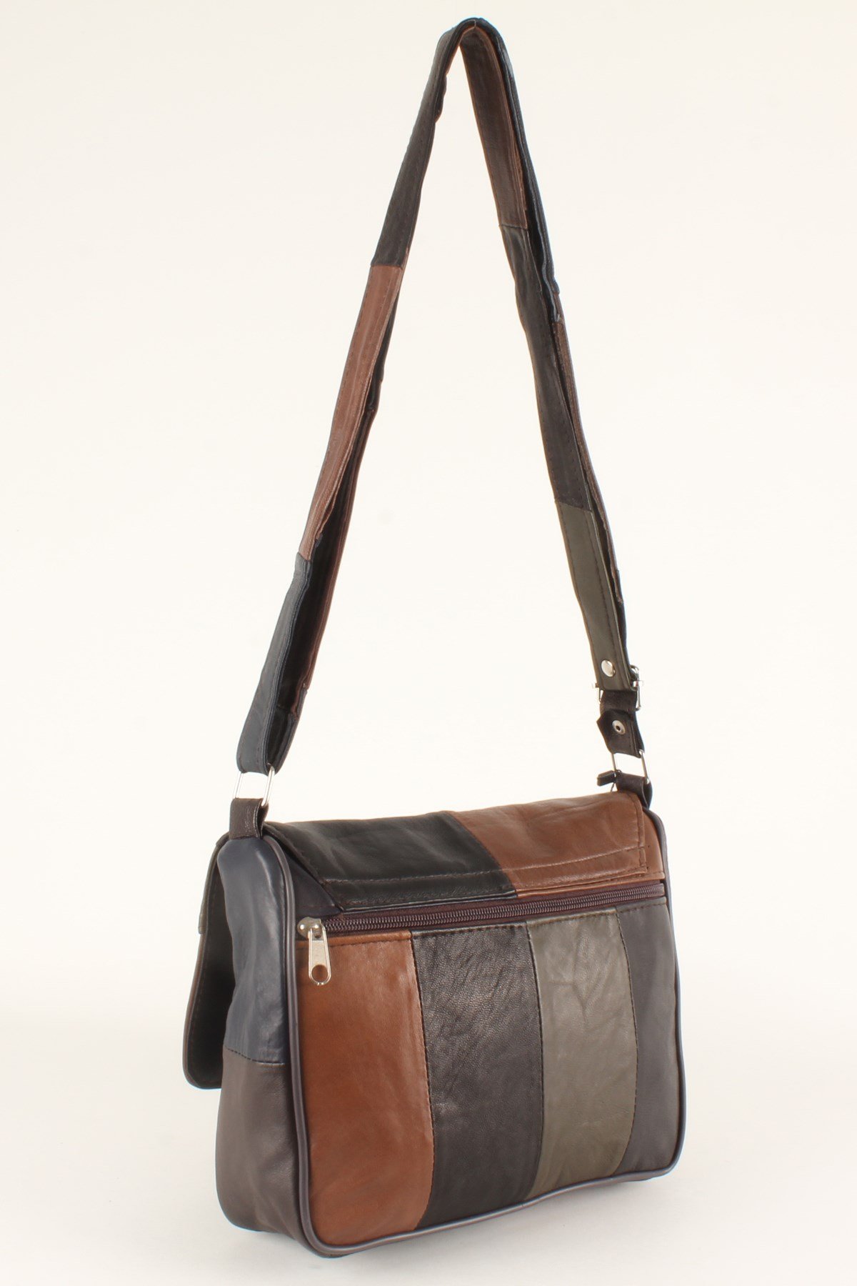 LWE1403-SLuwweLuwwe Bag'sKadın Yumuşak Hakiki Deri Parçalı ve Renkli Omuz Çantası (1403)