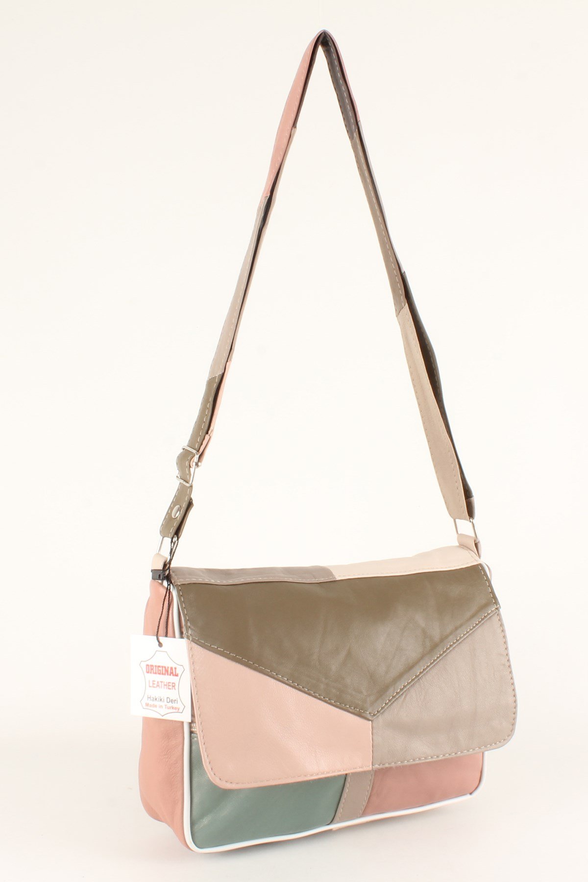 LWE1403-SLuwweLuwwe Bag'sKadın Yumuşak Hakiki Deri Parçalı ve Renkli Omuz Çantası (1403)