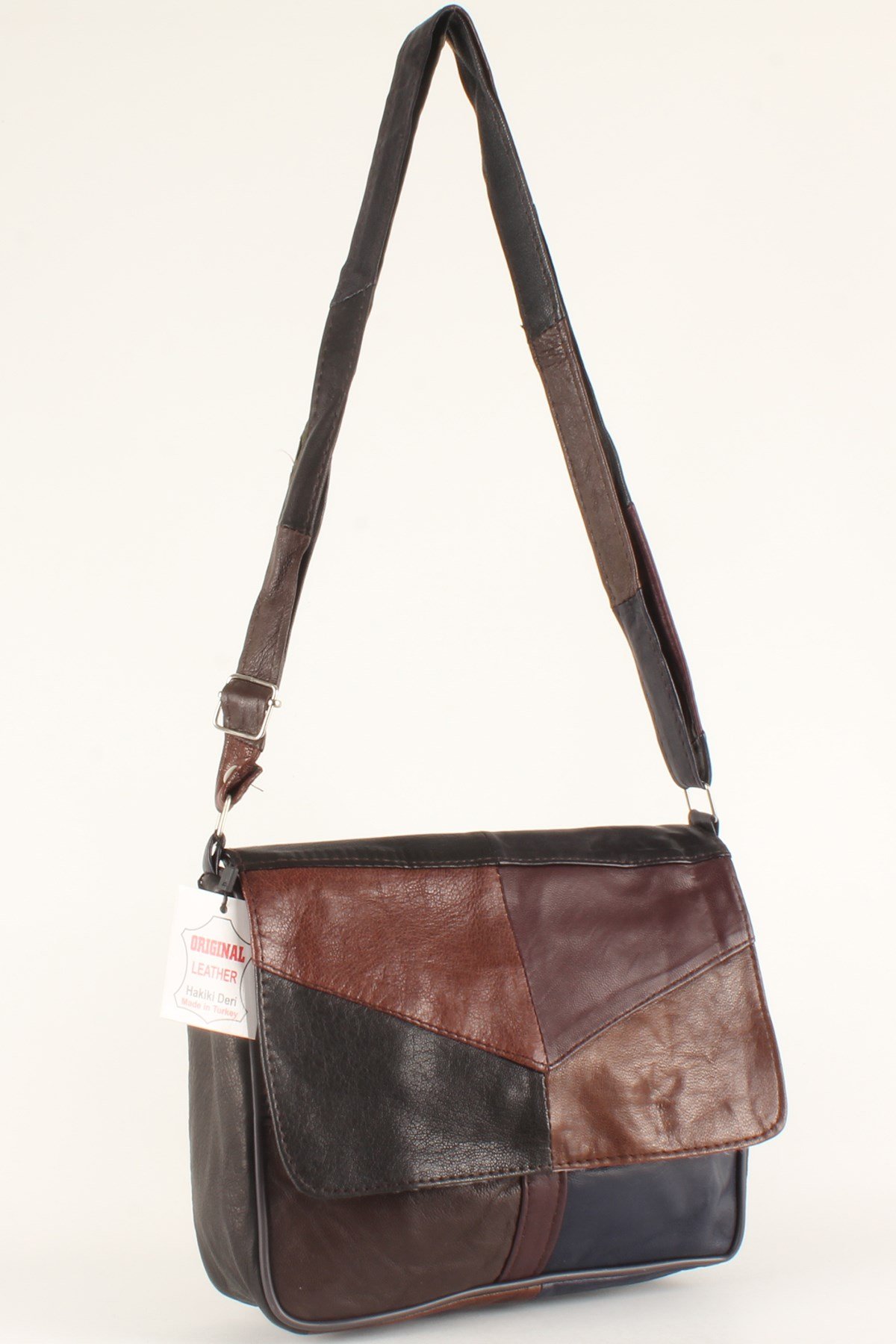 LWE1406-SLuwweLuwwe Bag'sKadın Yumuşak Hakiki Deri Parçalı ve Renkli Omuz Çantası (1406)