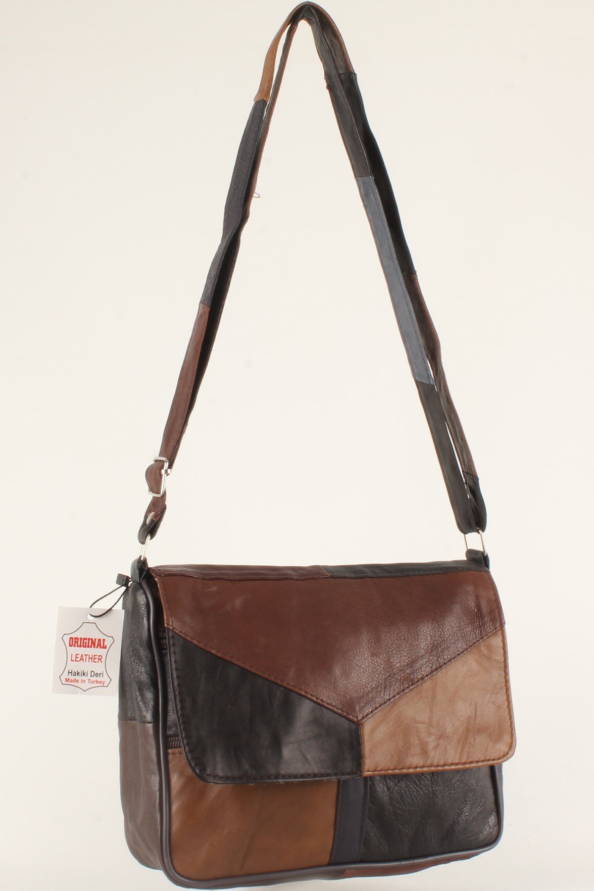 LWE1406-SLuwweLuwwe Bag'sKadın Yumuşak Hakiki Deri Parçalı ve Renkli Omuz Çantası (1406)