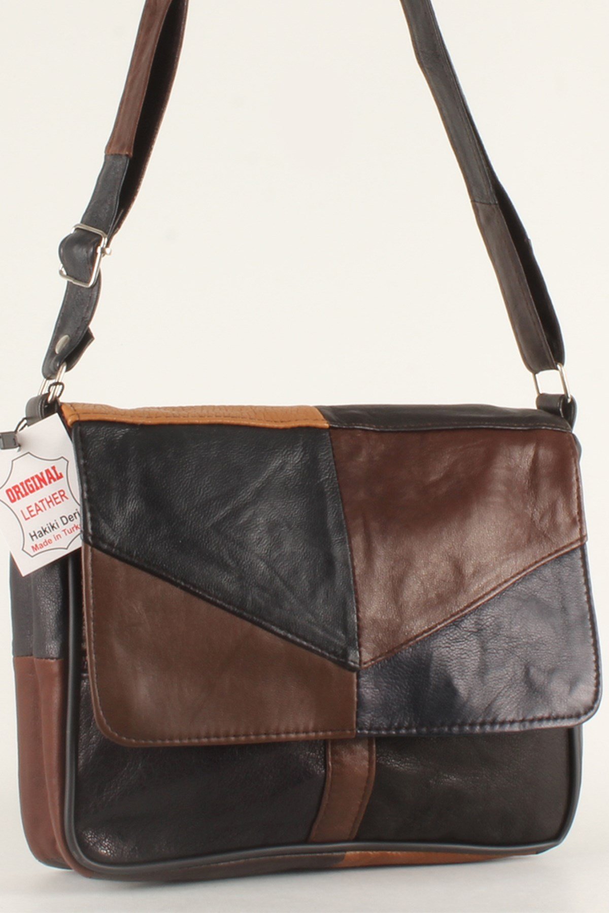 LWE1406-SLuwweLuwwe Bag'sKadın Yumuşak Hakiki Deri Parçalı ve Renkli Omuz Çantası (1406)