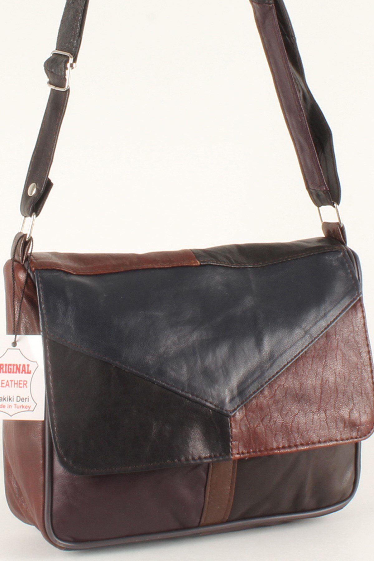 LWE1403-SLuwweLuwwe Bag'sKadın Yumuşak Hakiki Deri Parçalı ve Renkli Omuz Çantası (1403)