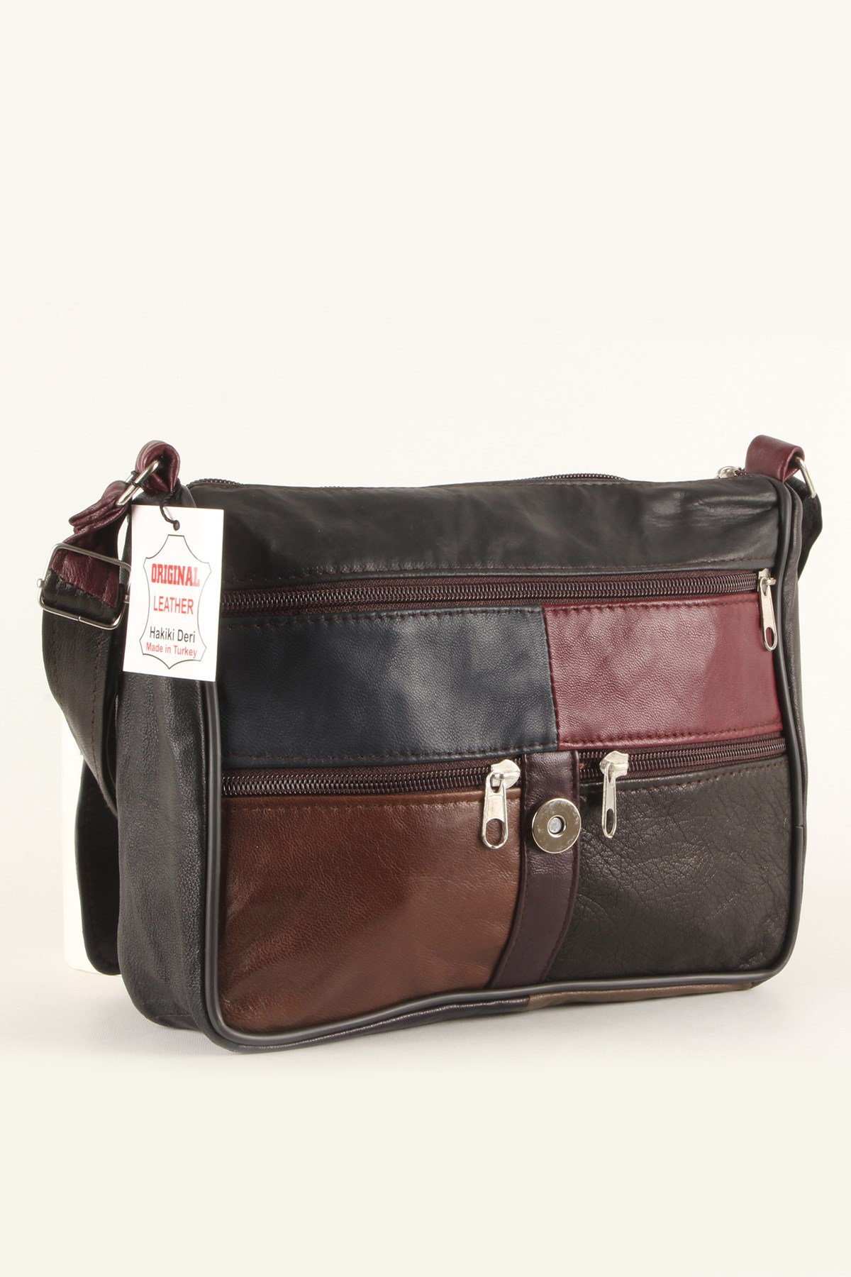 LWE1406-SLuwweLuwwe Bag'sKadın Yumuşak Hakiki Deri Parçalı ve Renkli Omuz Çantası (1406)