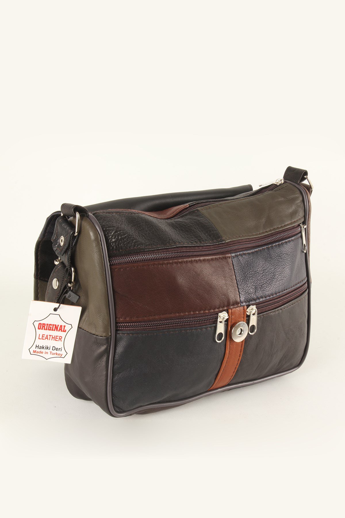 LWE1403-SLuwweLuwwe Bag'sKadın Yumuşak Hakiki Deri Parçalı ve Renkli Omuz Çantası (1403)