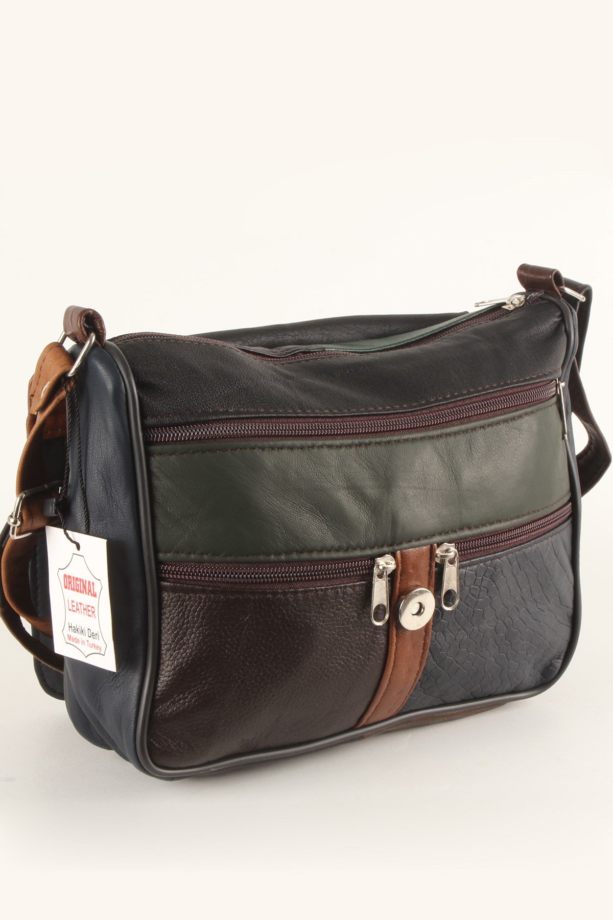 LWE1403-SLuwweLuwwe Bag'sKadın Yumuşak Hakiki Deri Parçalı ve Renkli Omuz Çantası (1403)