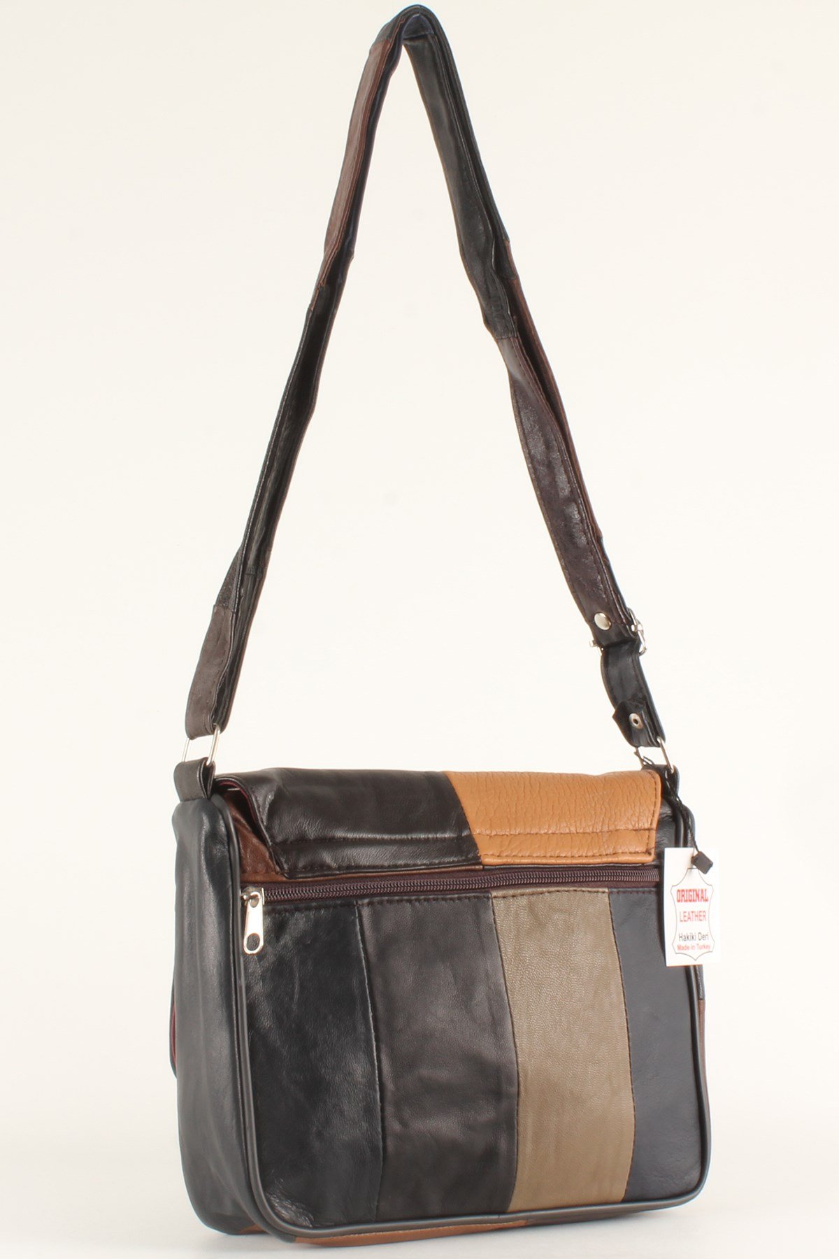 LWE1406-SLuwweLuwwe Bag'sKadın Yumuşak Hakiki Deri Parçalı ve Renkli Omuz Çantası (1406)