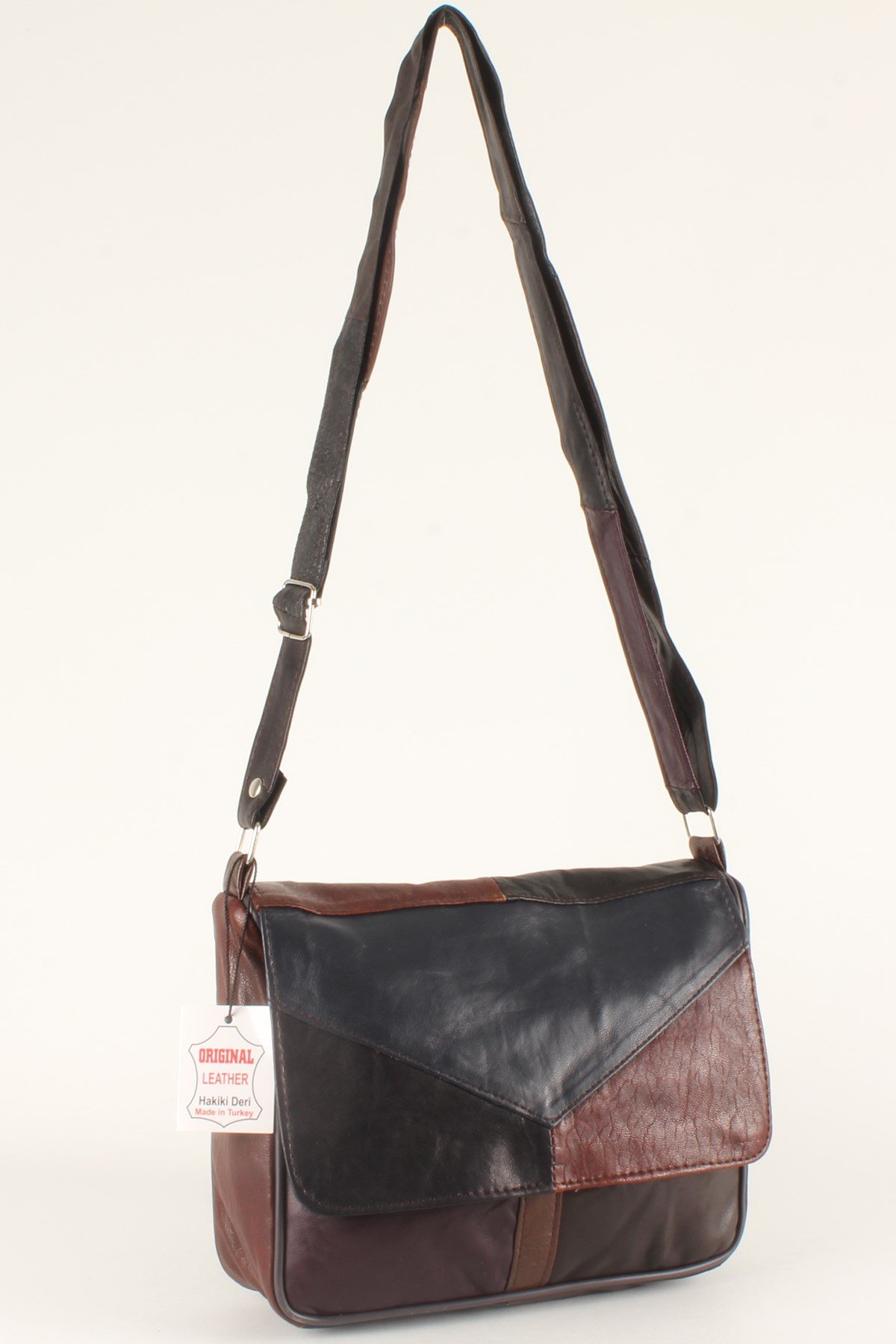 LWE1403-SLuwweLuwwe Bag'sKadın Yumuşak Hakiki Deri Parçalı ve Renkli Omuz Çantası (1403)