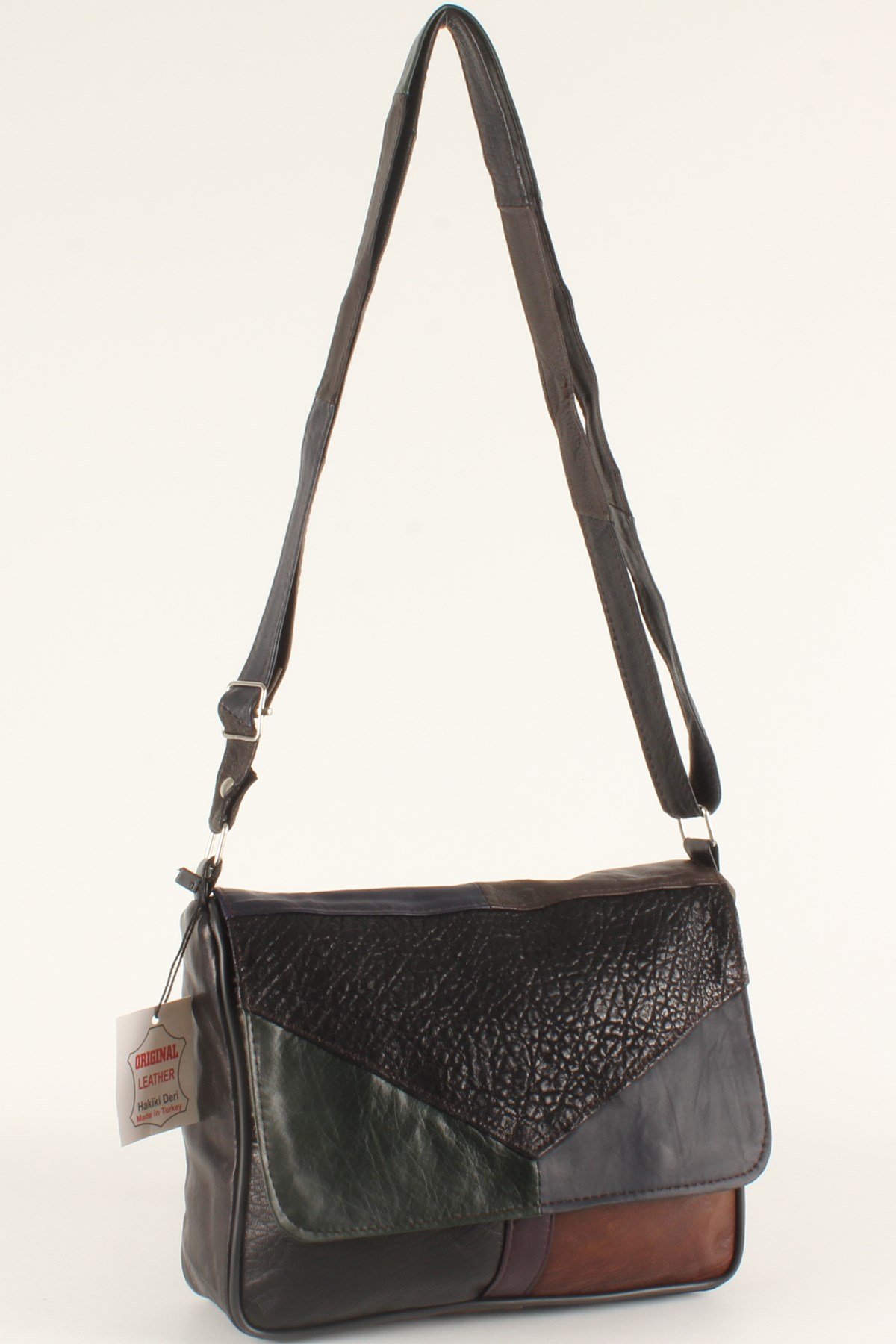 LWE1403-SLuwweLuwwe Bag'sKadın Yumuşak Hakiki Deri Parçalı ve Renkli Omuz Çantası (1403)