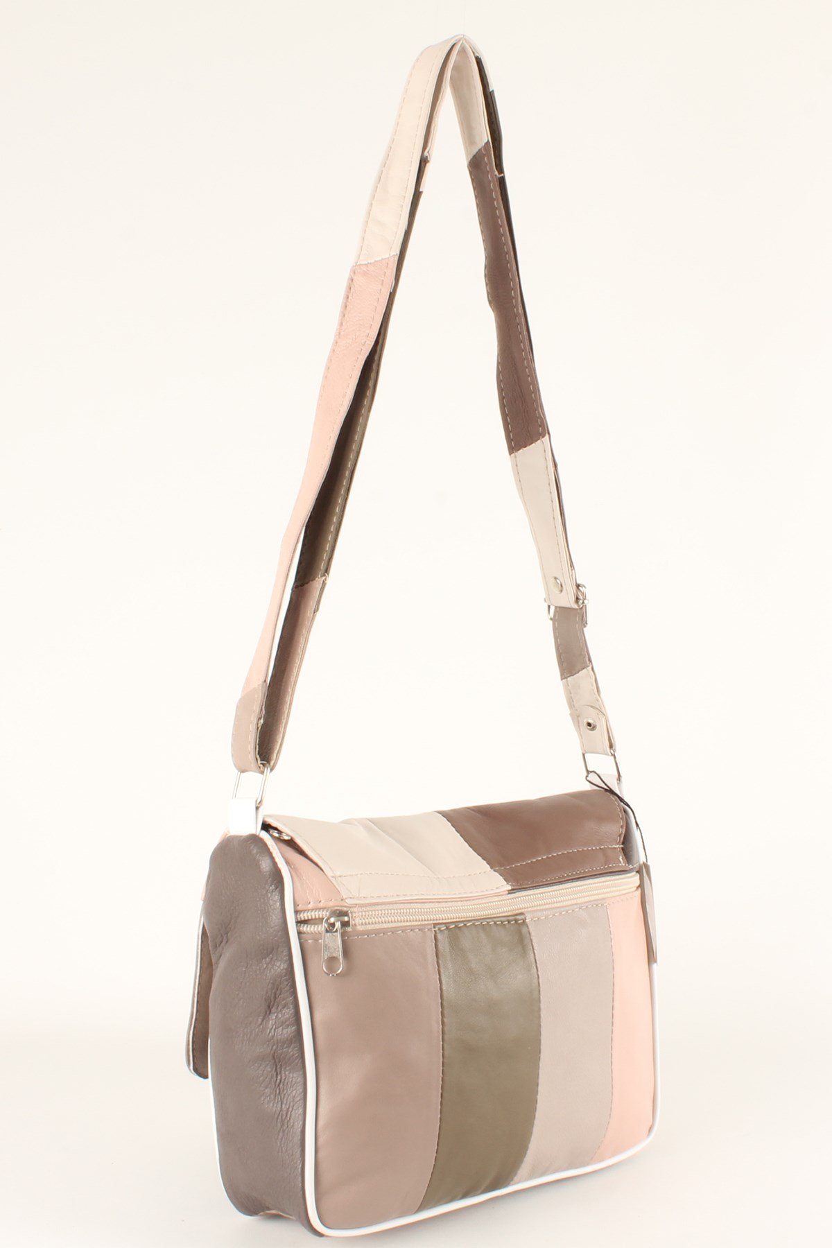 LWE1403-SLuwweLuwwe Bag'sKadın Yumuşak Hakiki Deri Parçalı ve Renkli Omuz Çantası (1403)