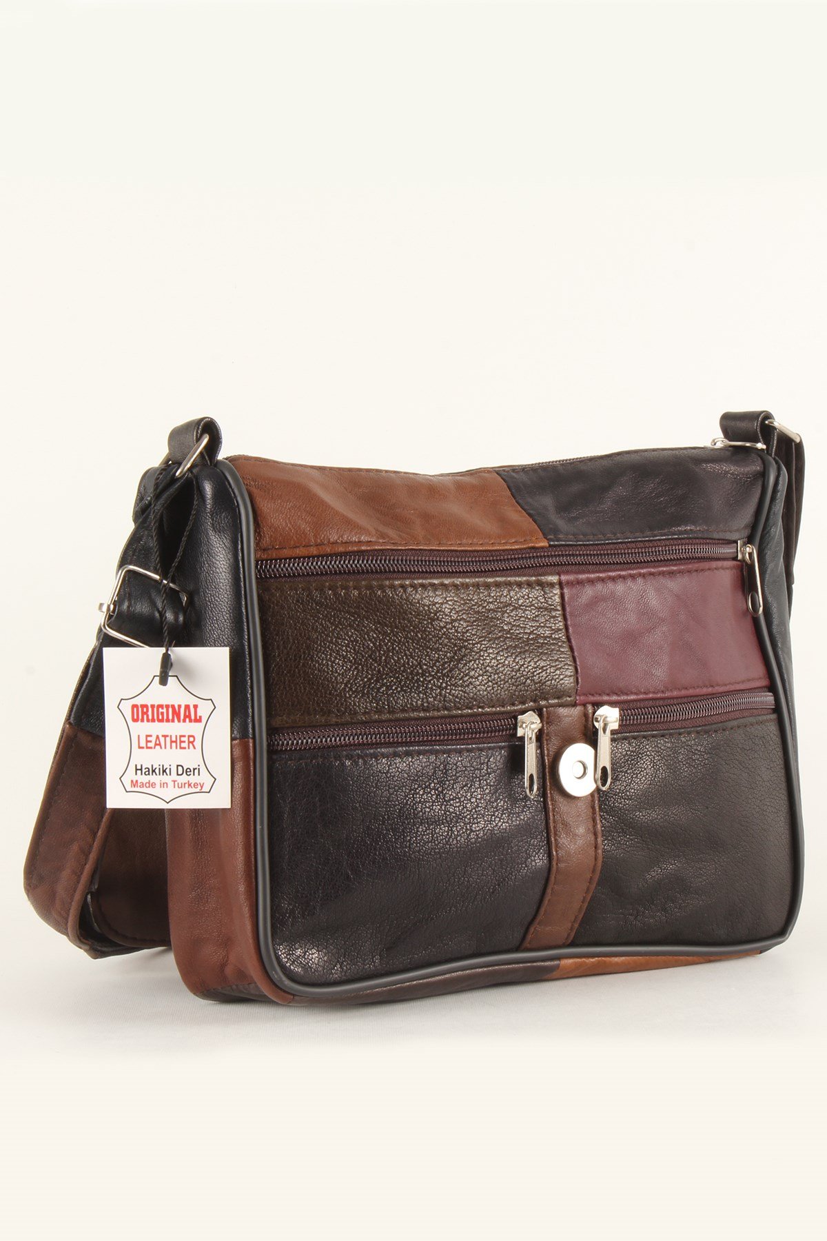 LWE1406-SLuwweLuwwe Bag'sKadın Yumuşak Hakiki Deri Parçalı ve Renkli Omuz Çantası (1406)