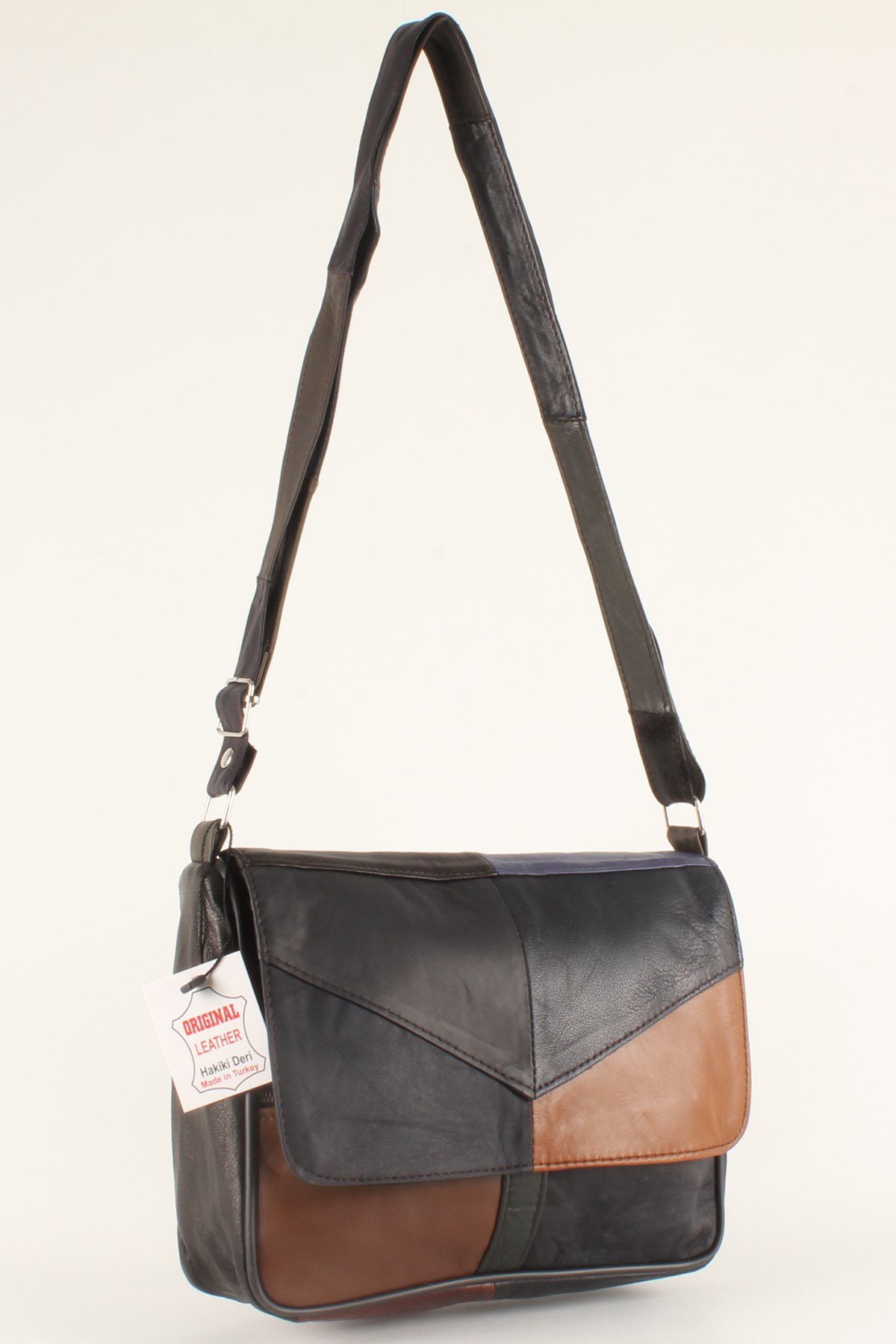 LWE1406-SLuwweLuwwe Bag'sKadın Yumuşak Hakiki Deri Parçalı ve Renkli Omuz Çantası (1406)