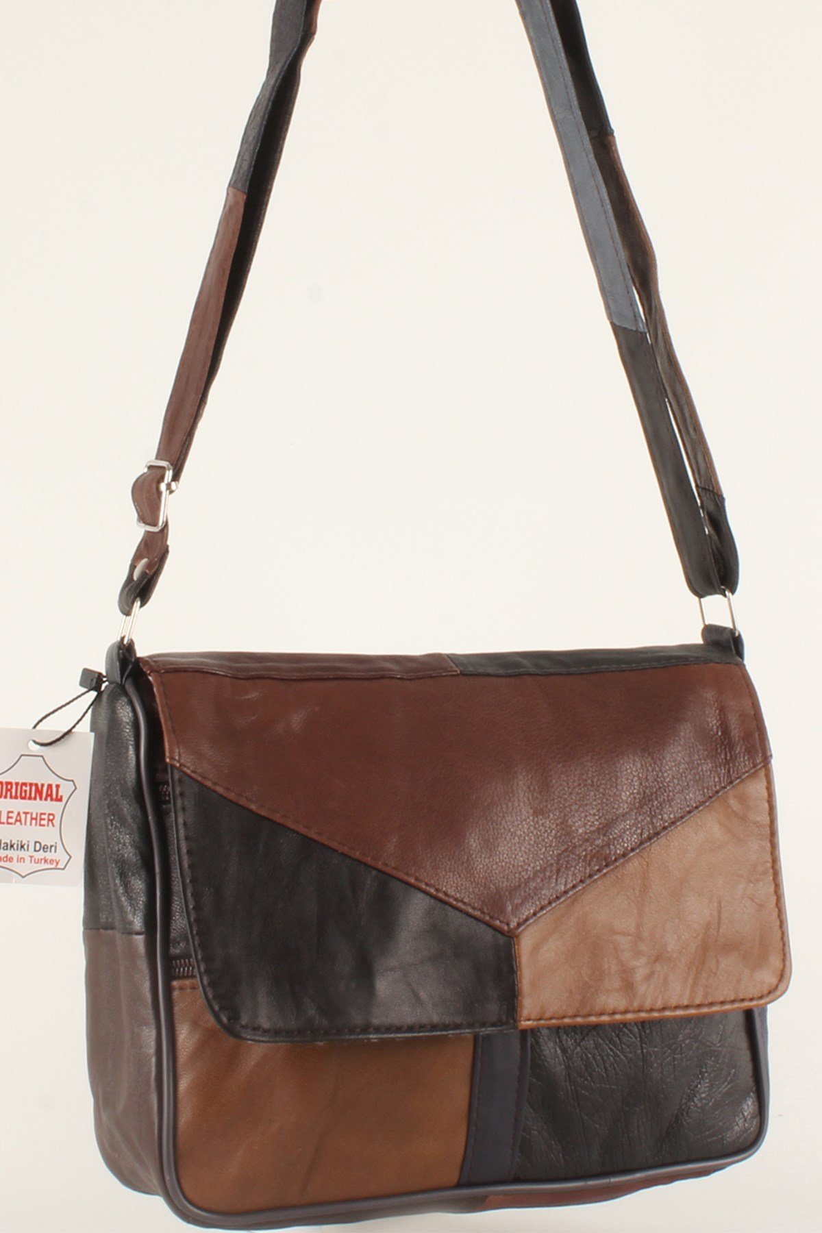 LWE1406-SLuwweLuwwe Bag'sKadın Yumuşak Hakiki Deri Parçalı ve Renkli Omuz Çantası (1406)