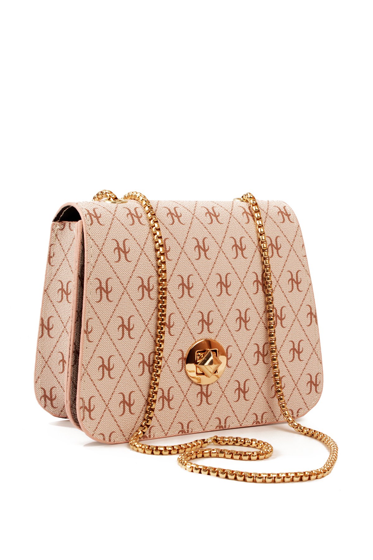 LWE20815-SyhTalhaLuwwe Bag'sKadın Zincir Askılı Desenli Deri Şişe Dibli Kilitli Üst Kapak Kararmaz Aksesuar Omuz Çantası (20815)