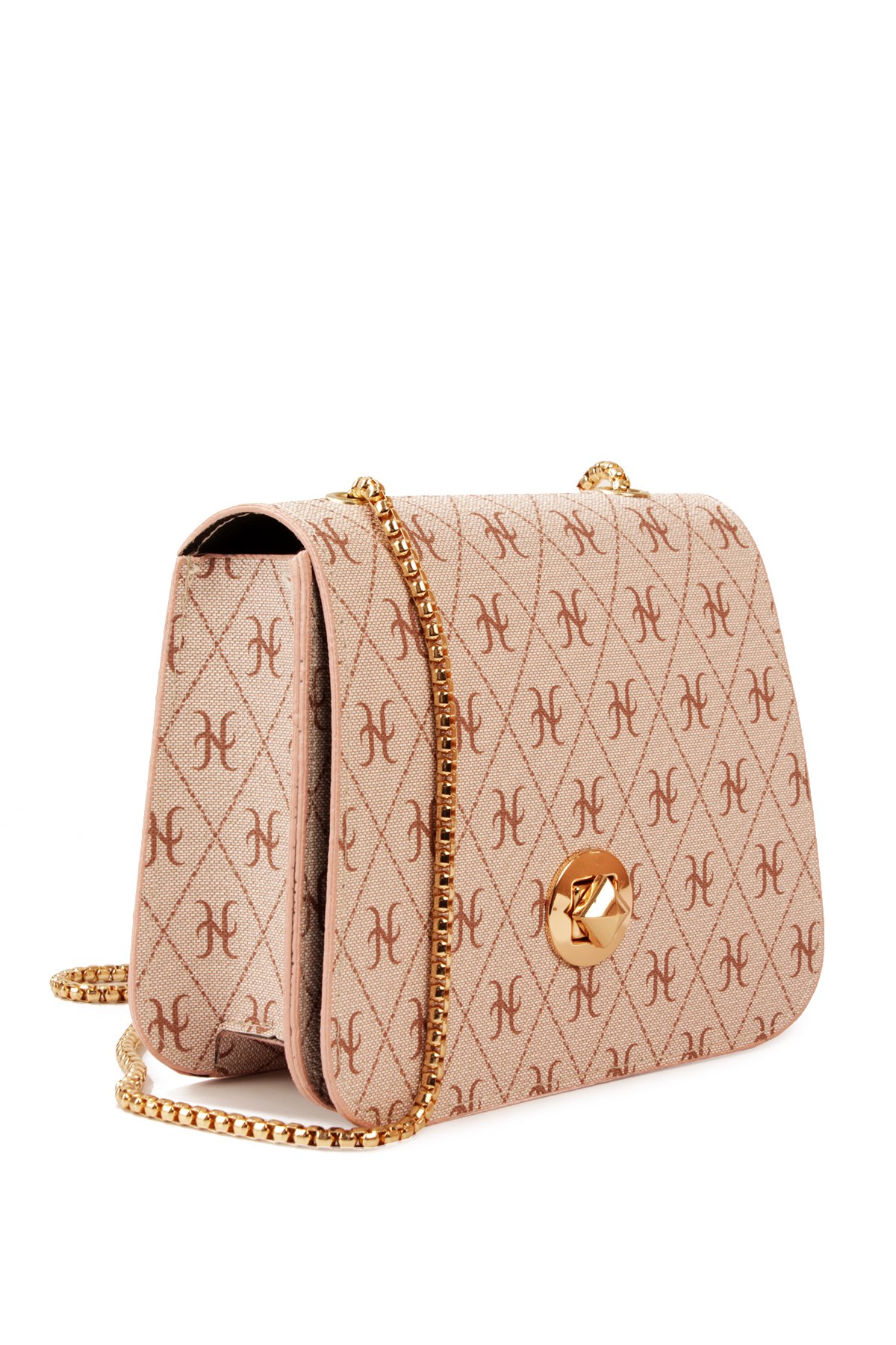 LWE20815-SyhTalhaLuwwe Bag'sKadın Zincir Askılı Desenli Deri Şişe Dibli Kilitli Üst Kapak Kararmaz Aksesuar Omuz Çantası (20815)