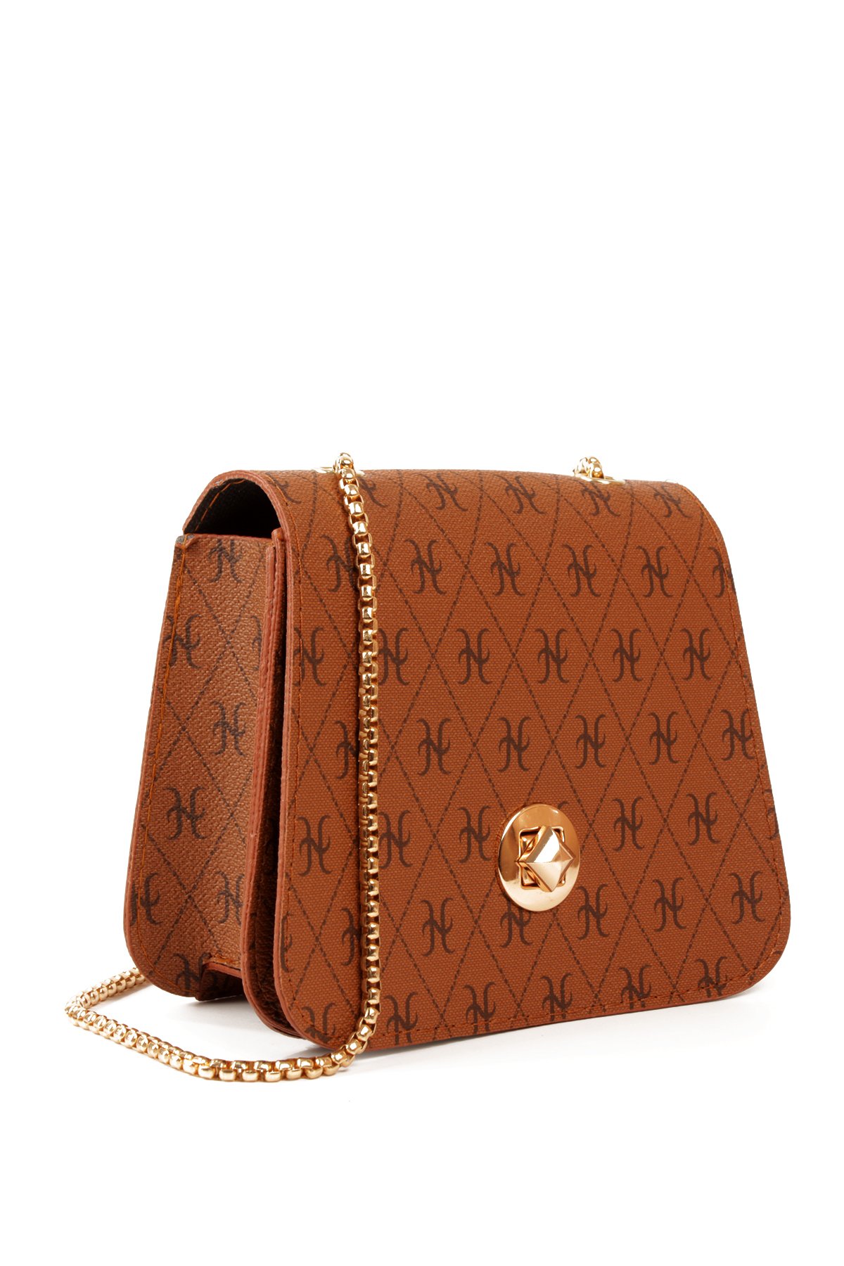 LWE20815-SyhTalhaLuwwe Bag'sKadın Zincir Askılı Desenli Deri Şişe Dibli Kilitli Üst Kapak Kararmaz Aksesuar Omuz Çantası (20815)