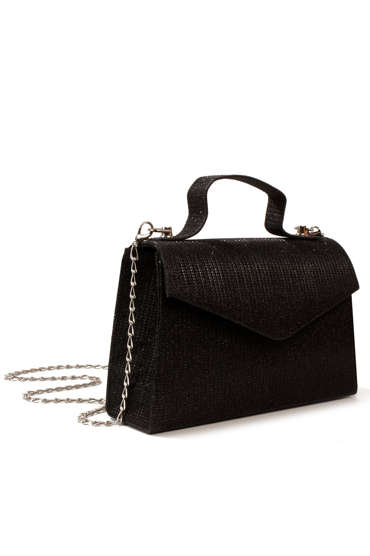 LWE1816-SyhTalhaLuwwe Bag'sKadın Zincir Askılı El Saplı Simli Doku Kararmaz Aksesuar Özel Gün Abiye El ve Omuz Çantası (1816)