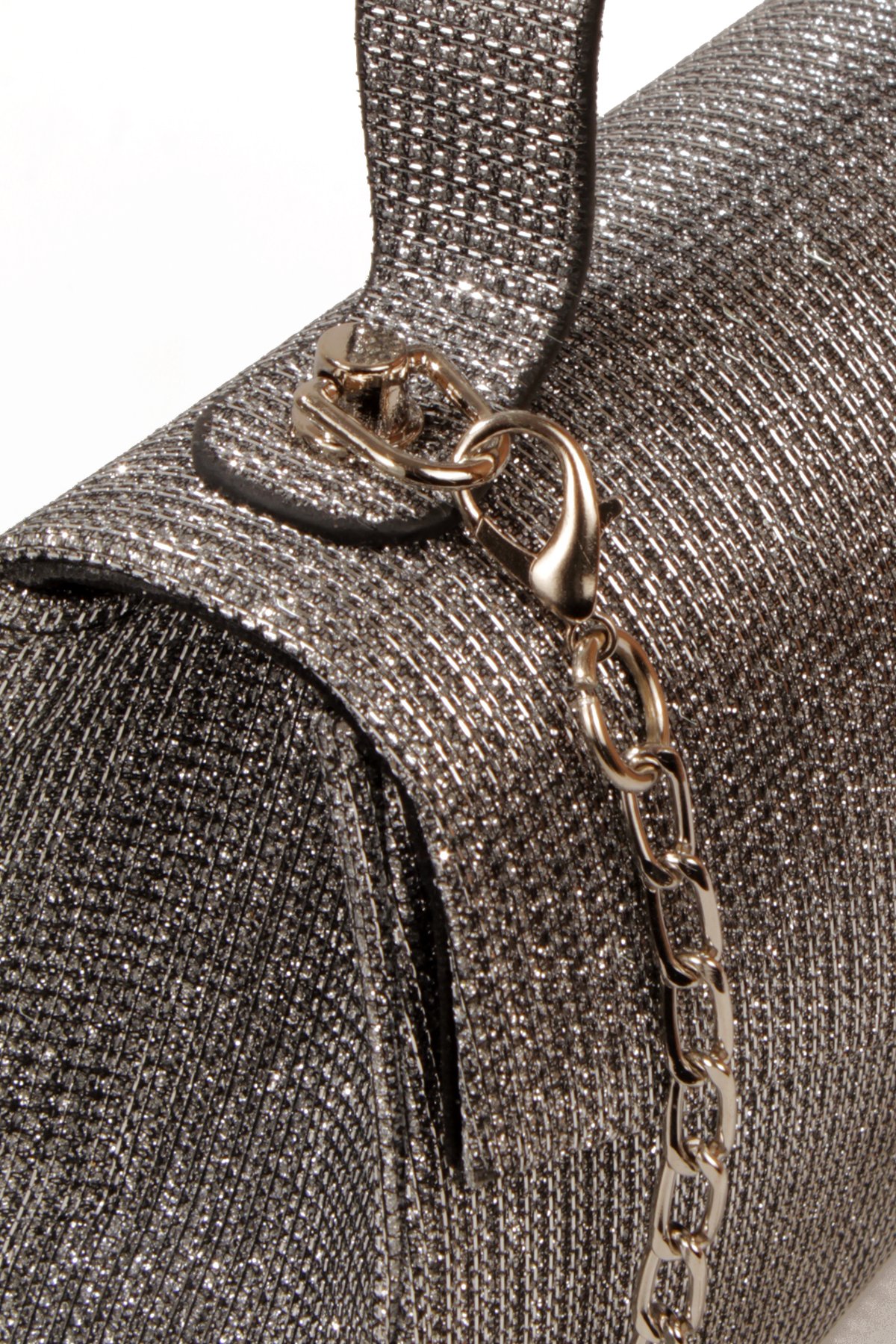 LWE1816-SyhTalhaLuwwe Bag'sKadın Zincir Askılı El Saplı Simli Doku Kararmaz Aksesuar Özel Gün Abiye El ve Omuz Çantası (1816)