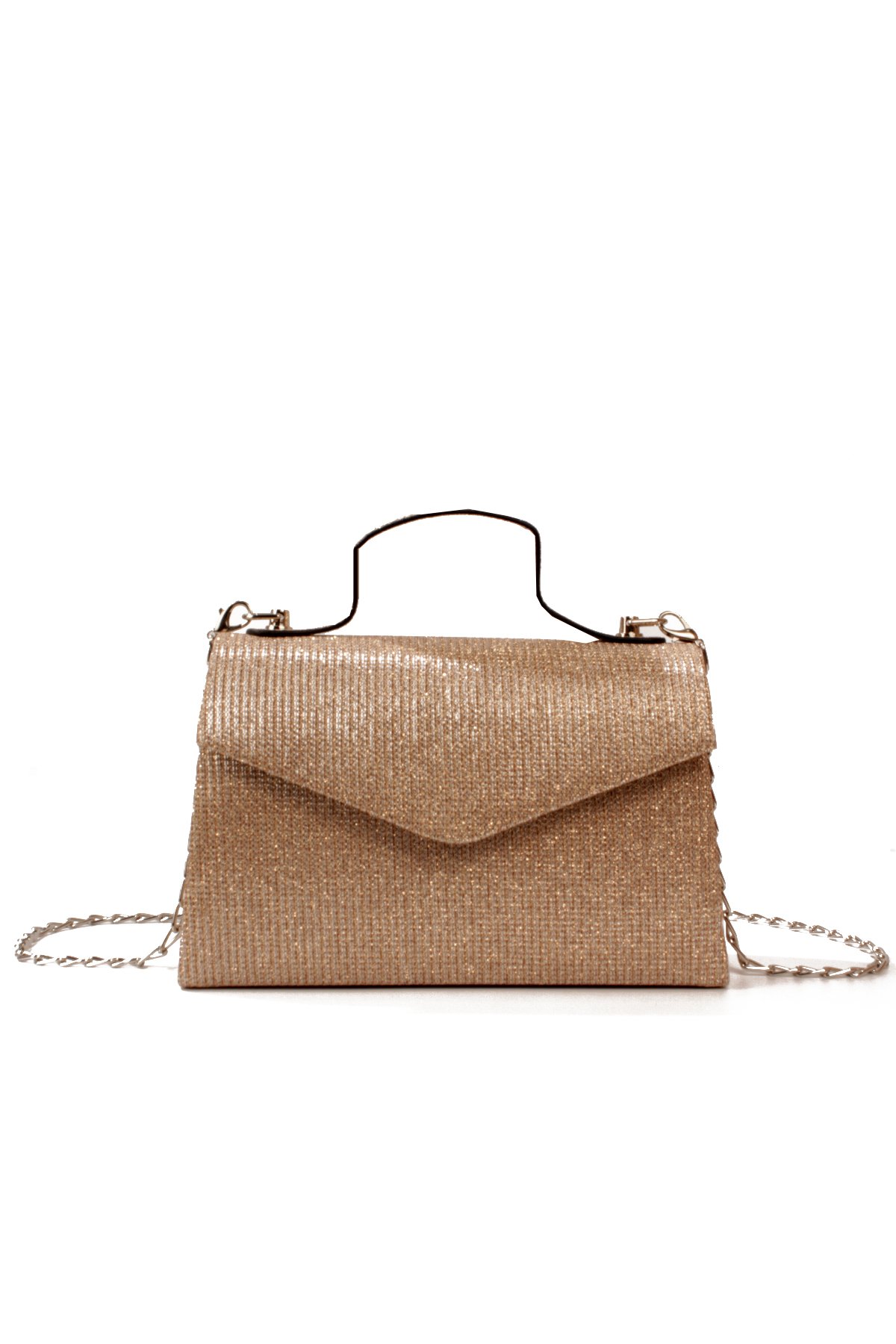 LWE1816-SyhTalhaLuwwe Bag'sKadın Zincir Askılı El Saplı Simli Doku Kararmaz Aksesuar Özel Gün Abiye El ve Omuz Çantası (1816)