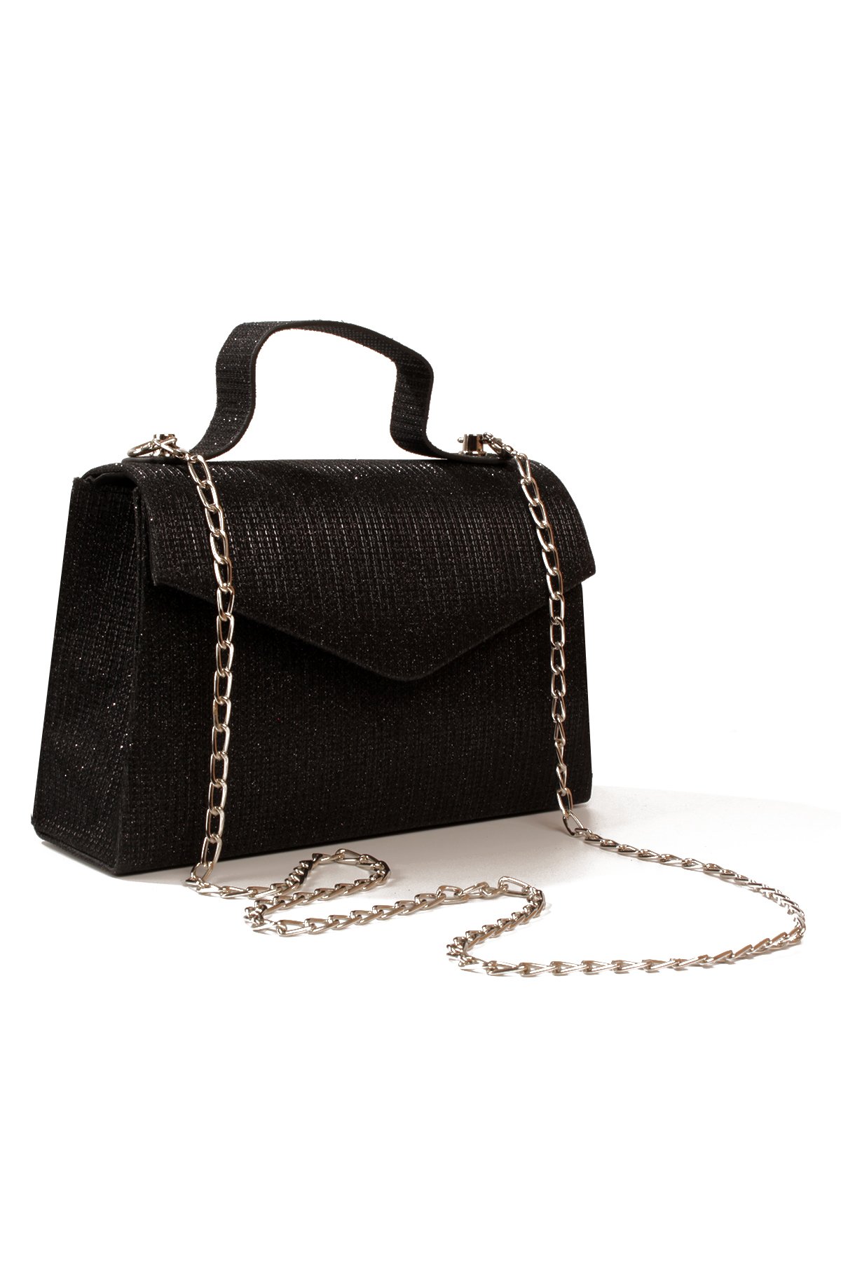 LWE1816-SyhTalhaLuwwe Bag'sKadın Zincir Askılı El Saplı Simli Doku Kararmaz Aksesuar Özel Gün Abiye El ve Omuz Çantası (1816)