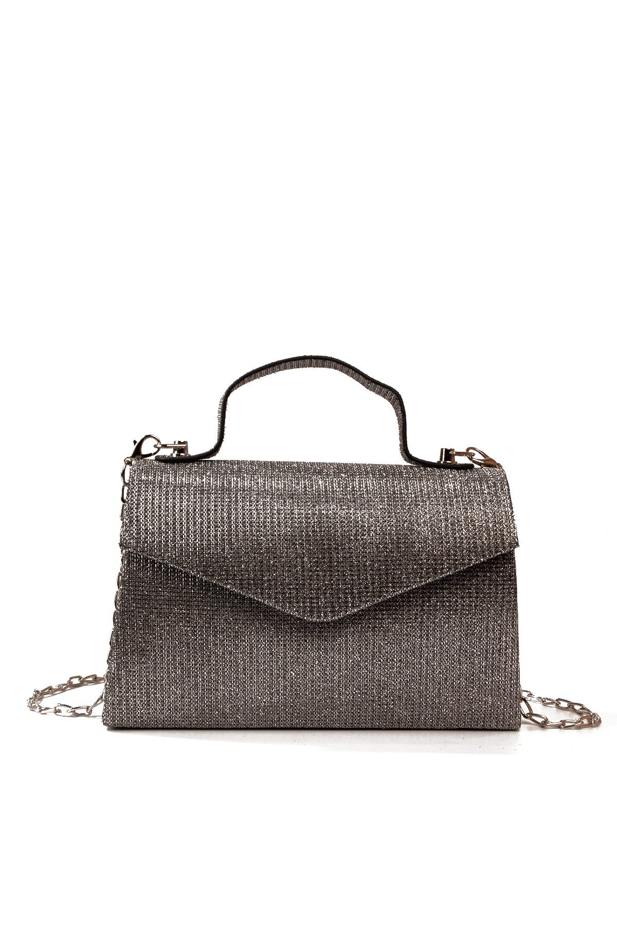 LWE1816-SyhTalhaLuwwe Bag'sKadın Zincir Askılı El Saplı Simli Doku Kararmaz Aksesuar Özel Gün Abiye El ve Omuz Çantası (1816)