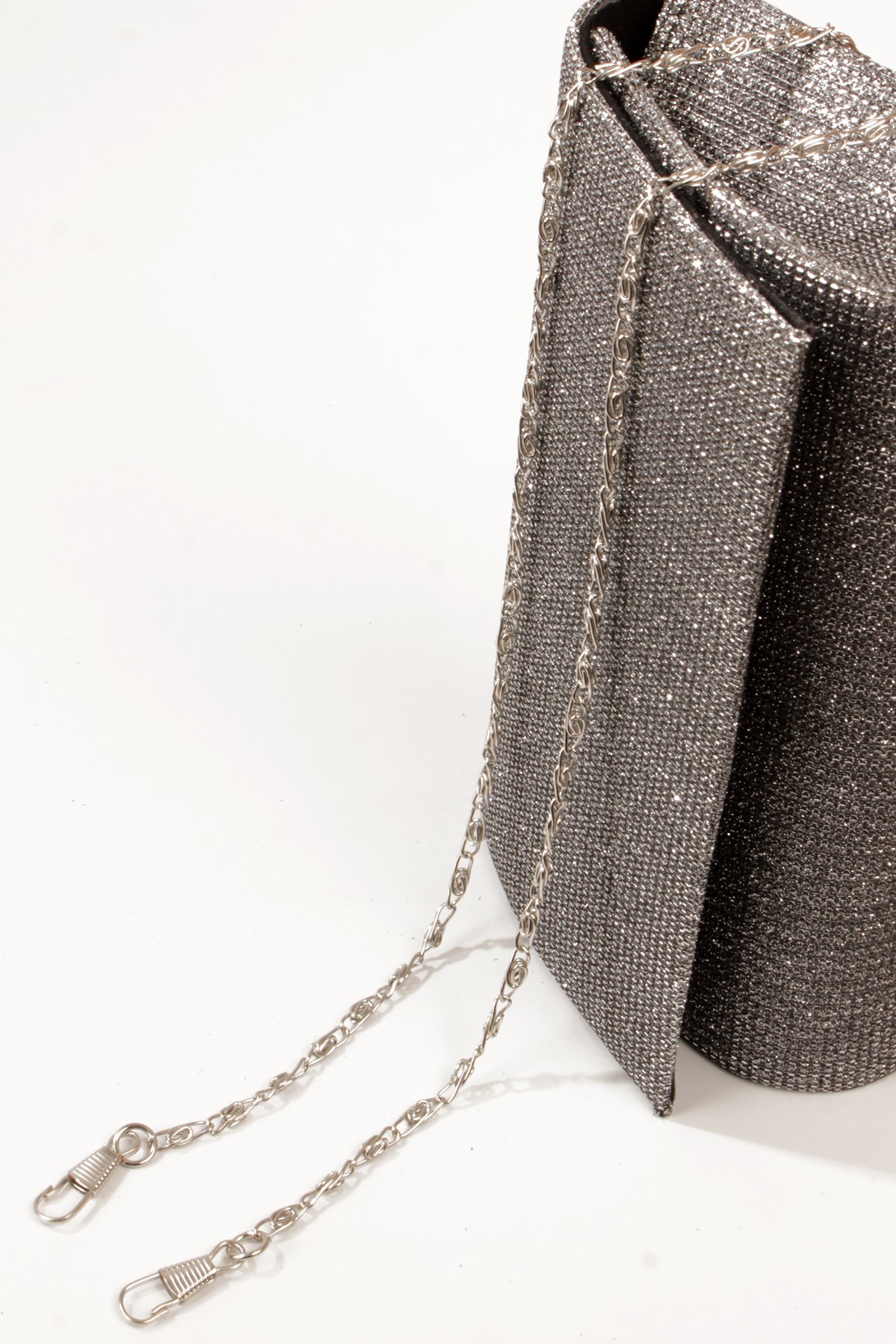 LWE10817-SyhTalhaLuwwe Bag'sKadın Zincir Askılı El Saplı Simli Doku Kararmaz Aksesuar Özel Gün Abiye El ve Omuz Çantası (10817)