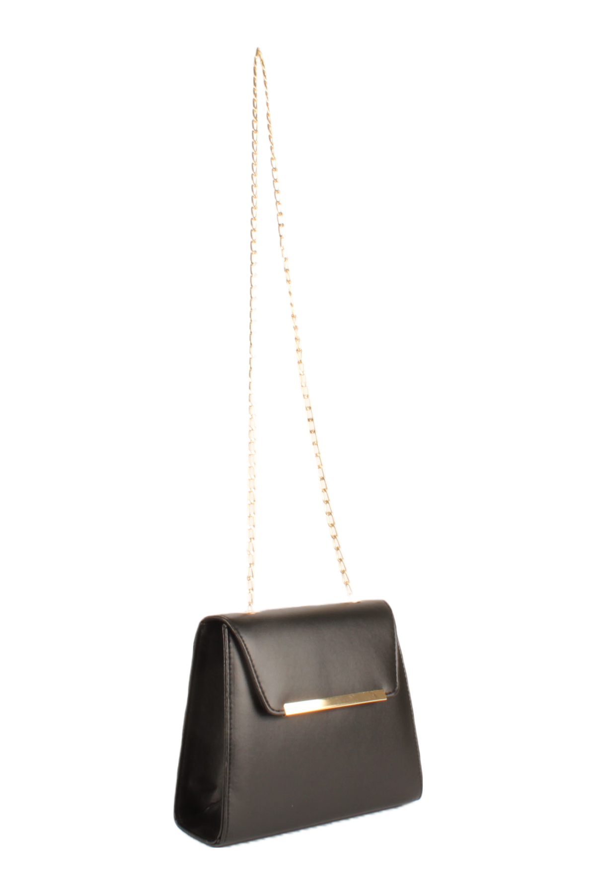 LWE20742-SyhTalhaLuwwe Bag'sKadın Zincir Askılı Gold Şerit Detaylı Kapaklı Piramit Tarz Destekli Kasalı Omuz Çantası (20742)