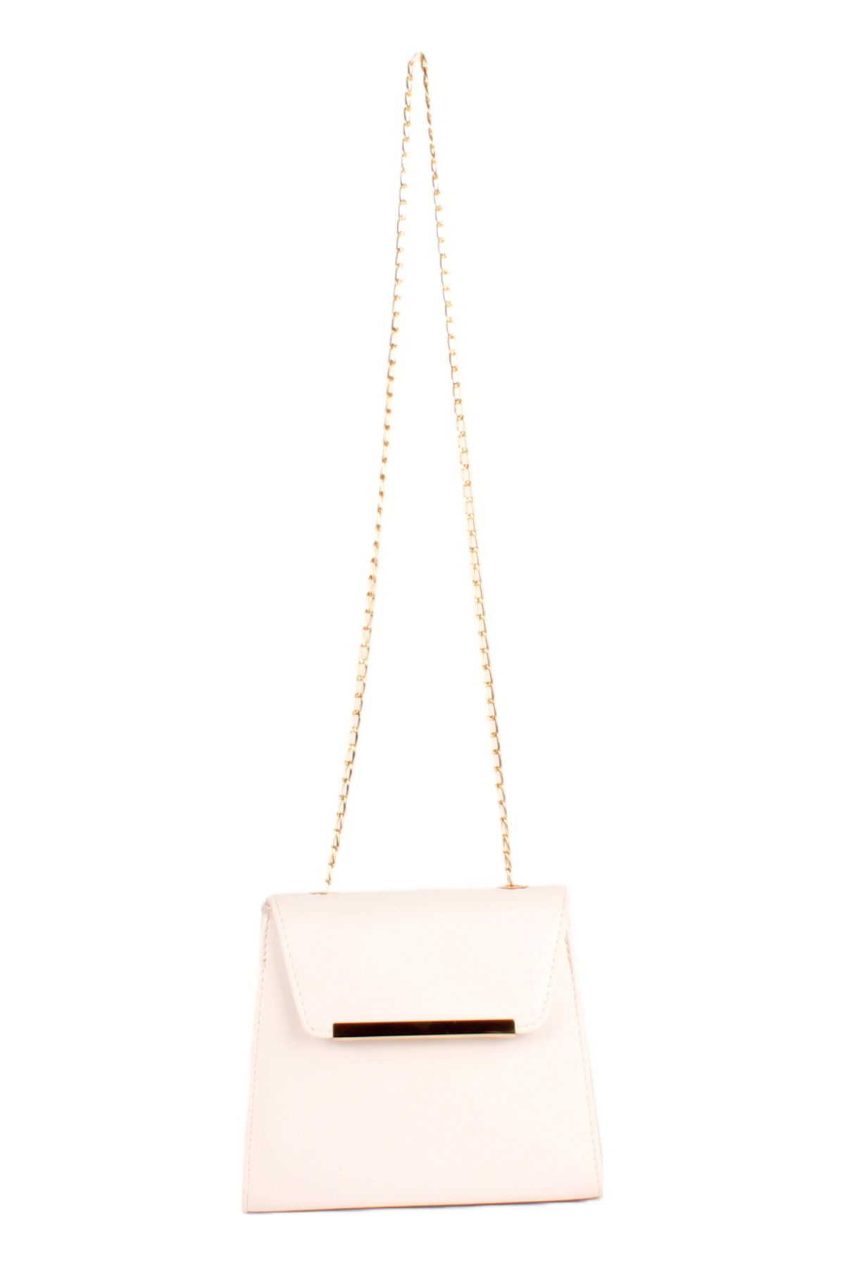 LWE20742-SyhTalhaLuwwe Bag'sKadın Zincir Askılı Gold Şerit Detaylı Kapaklı Piramit Tarz Destekli Kasalı Omuz Çantası (20742)