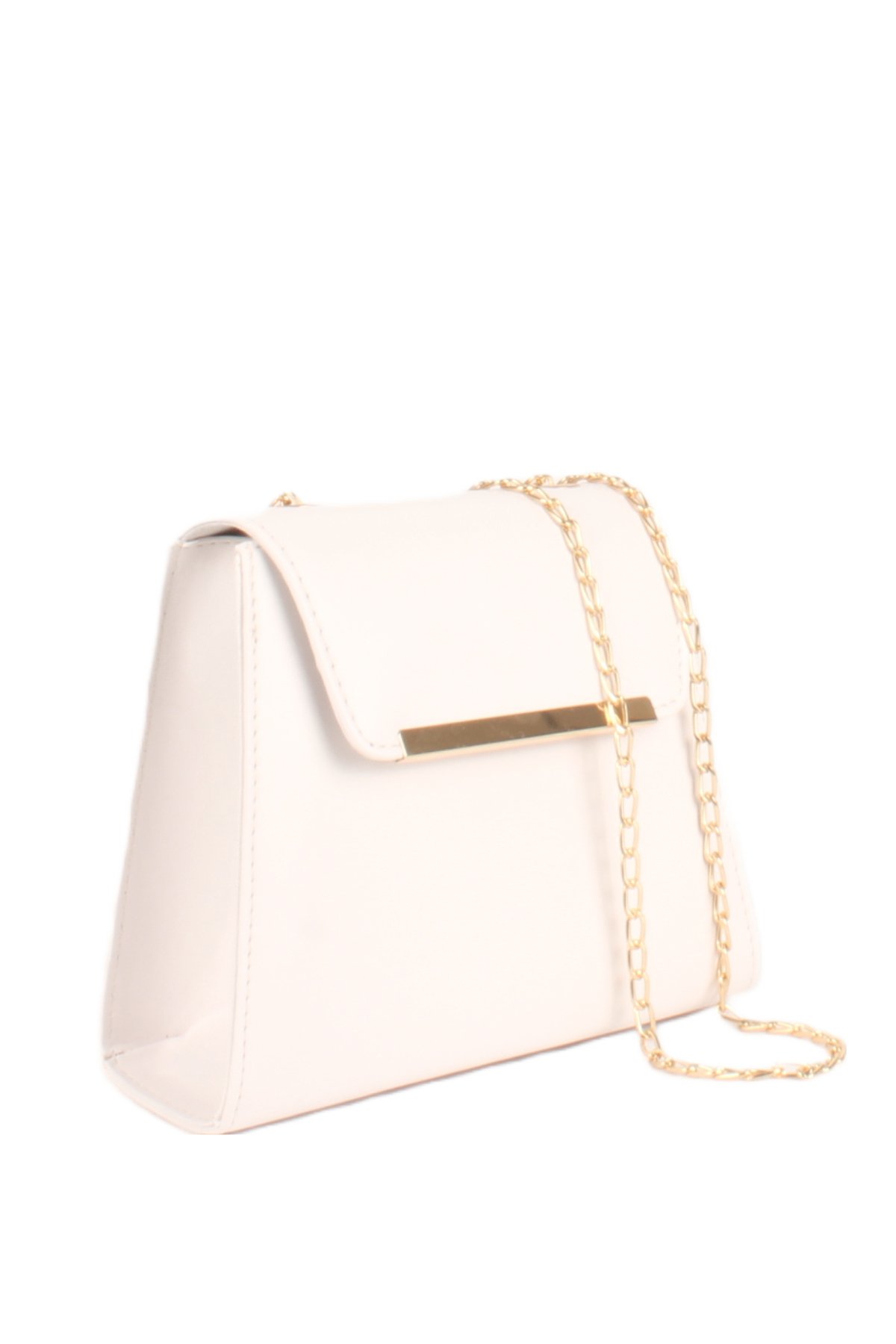 LWE20742-SyhTalhaLuwwe Bag'sKadın Zincir Askılı Gold Şerit Detaylı Kapaklı Piramit Tarz Destekli Kasalı Omuz Çantası (20742)