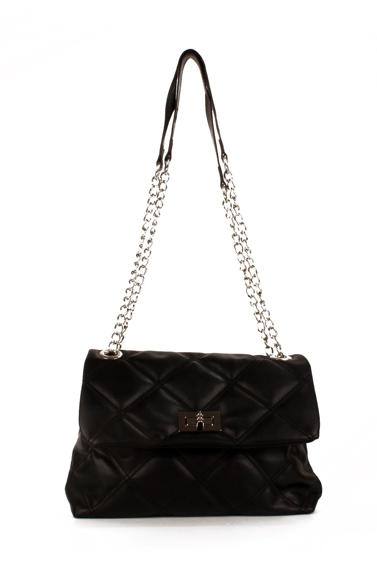 LWE10669-SyhTalhaLuwwe Bag'sKadın Zincir Askılı Kapaklı Kapitoneli Yumuşak Doku Omuz Çantası (10669)