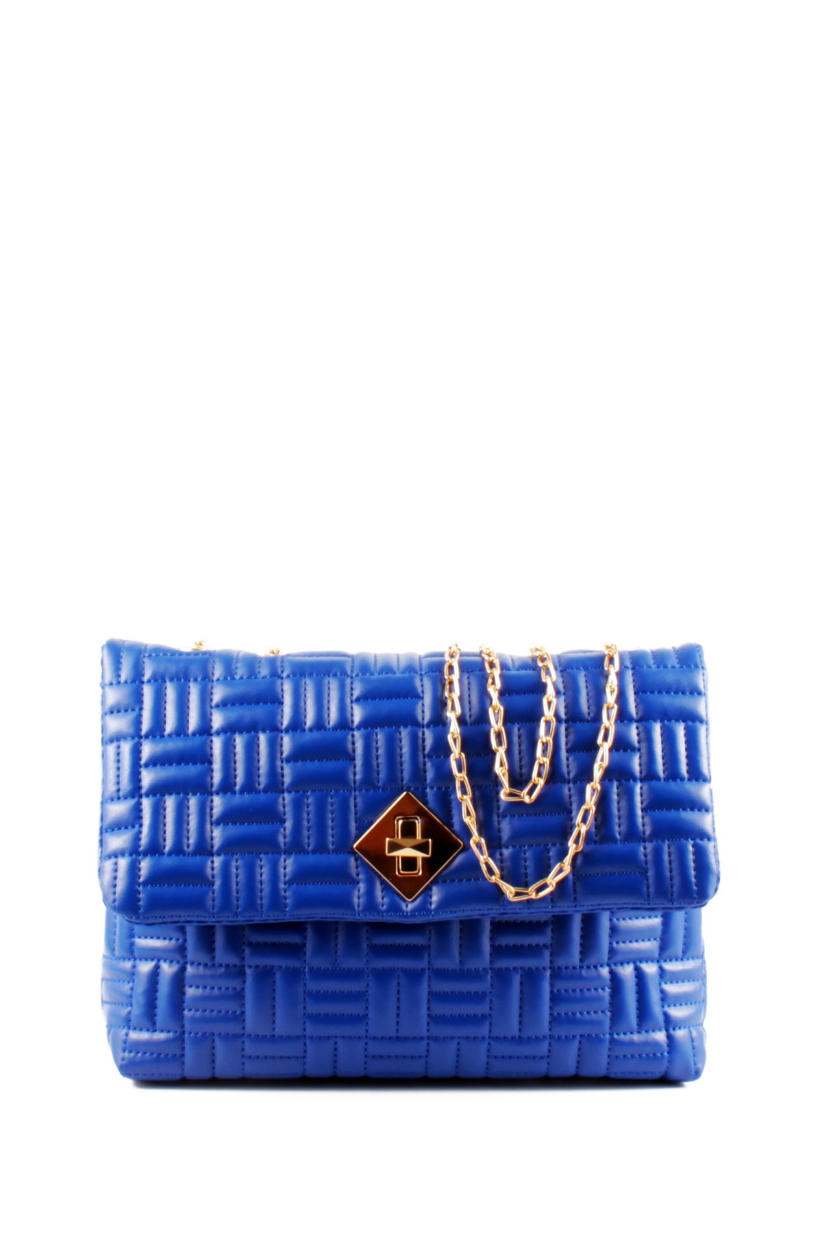 LWE20763-SyhVarLuwwe Bag'sKadın Zincir Askılı Kapitoneli Dokuma Şerit Nakışlı Kilit Kapaklı Omuz Çantası (20763)