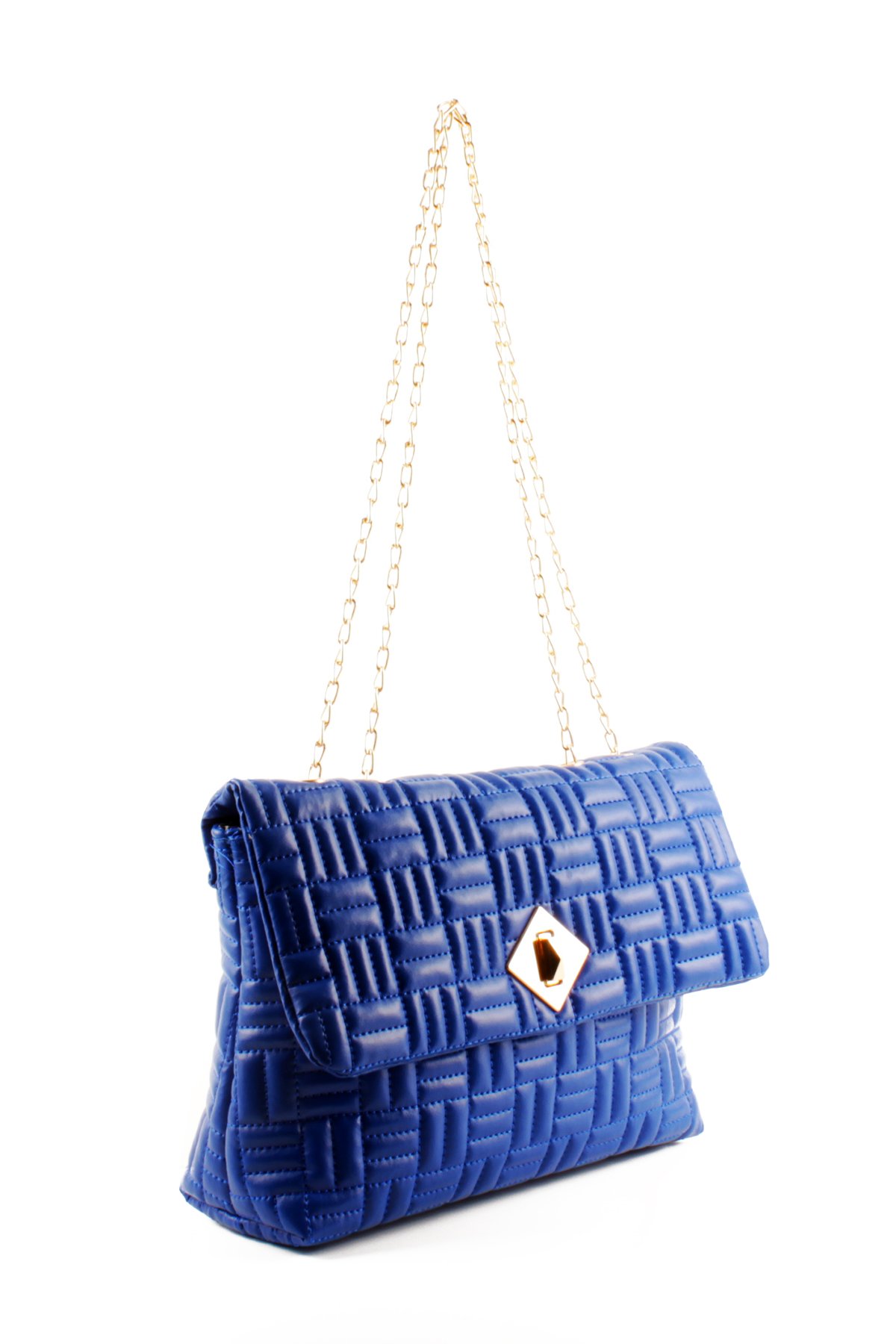 LWE20763-SyhVarLuwwe Bag'sKadın Zincir Askılı Kapitoneli Dokuma Şerit Nakışlı Kilit Kapaklı Omuz Çantası (20763)