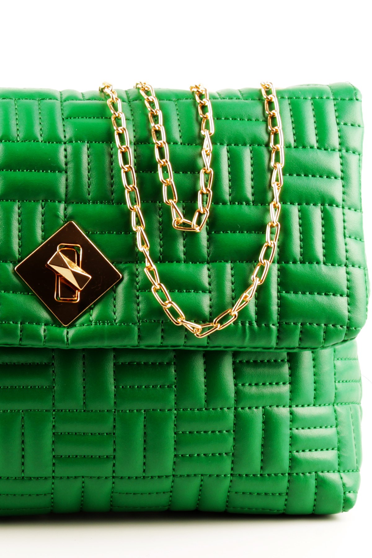 LWE20763-SyhVarLuwwe Bag'sKadın Zincir Askılı Kapitoneli Dokuma Şerit Nakışlı Kilit Kapaklı Omuz Çantası (20763)