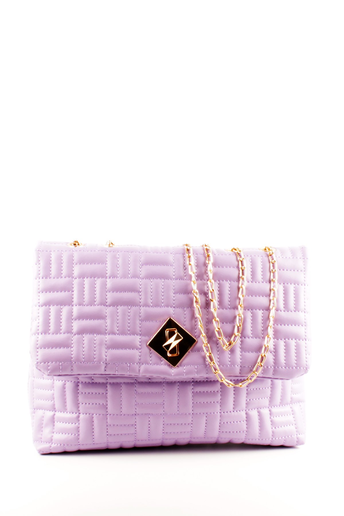 LWE20763-SyhVarLuwwe Bag'sKadın Zincir Askılı Kapitoneli Dokuma Şerit Nakışlı Kilit Kapaklı Omuz Çantası (20763)