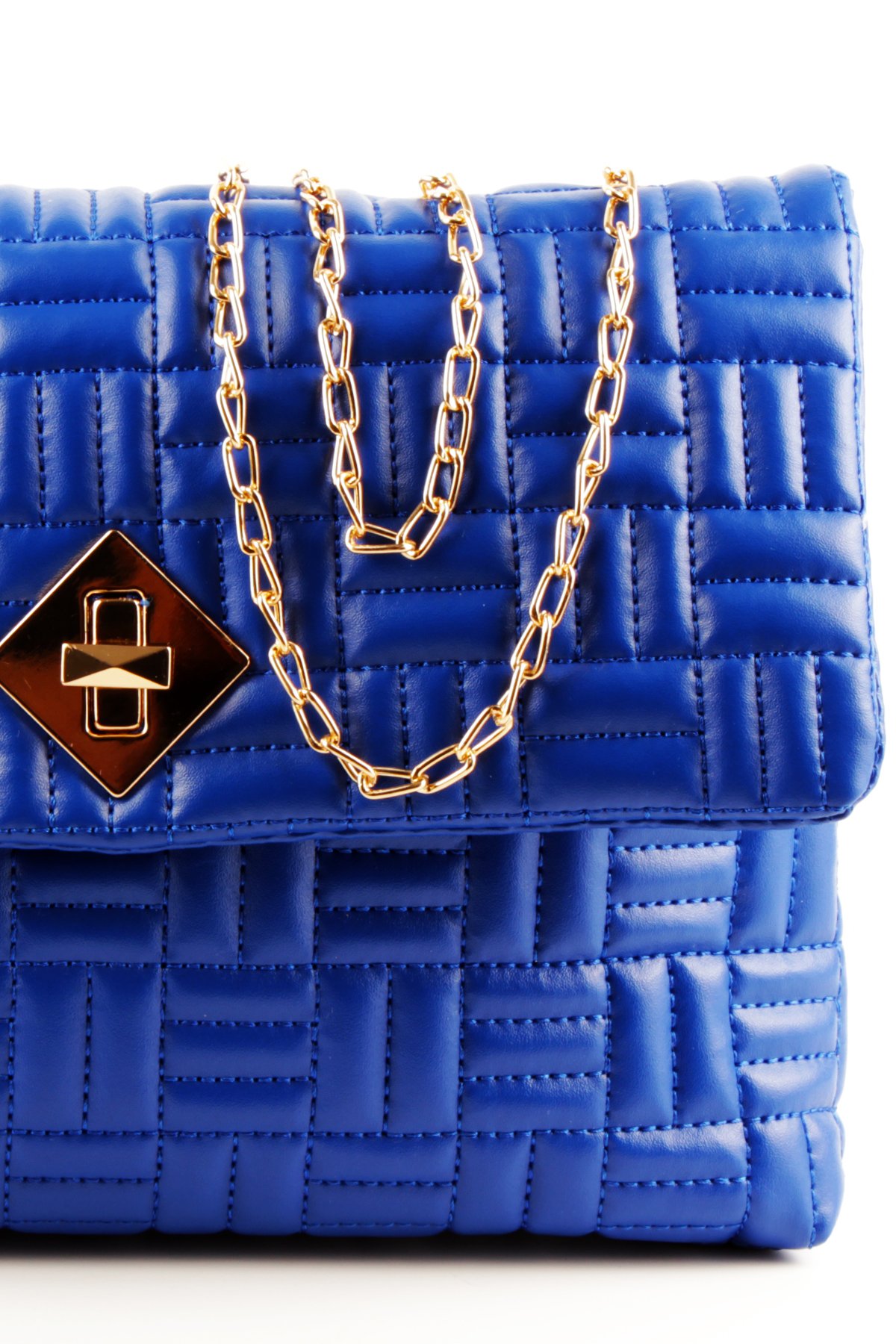 LWE20763-SyhVarLuwwe Bag'sKadın Zincir Askılı Kapitoneli Dokuma Şerit Nakışlı Kilit Kapaklı Omuz Çantası (20763)