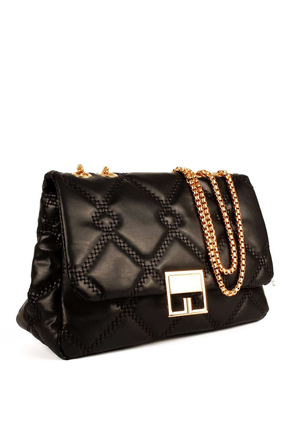 LWE10753-SyhTalhaLuwwe Bag'sKadın Zincir Askılı Kapitoneli Özel Dokuma Nakışlı Tasarım Kapama Omuz Çantası (10753)