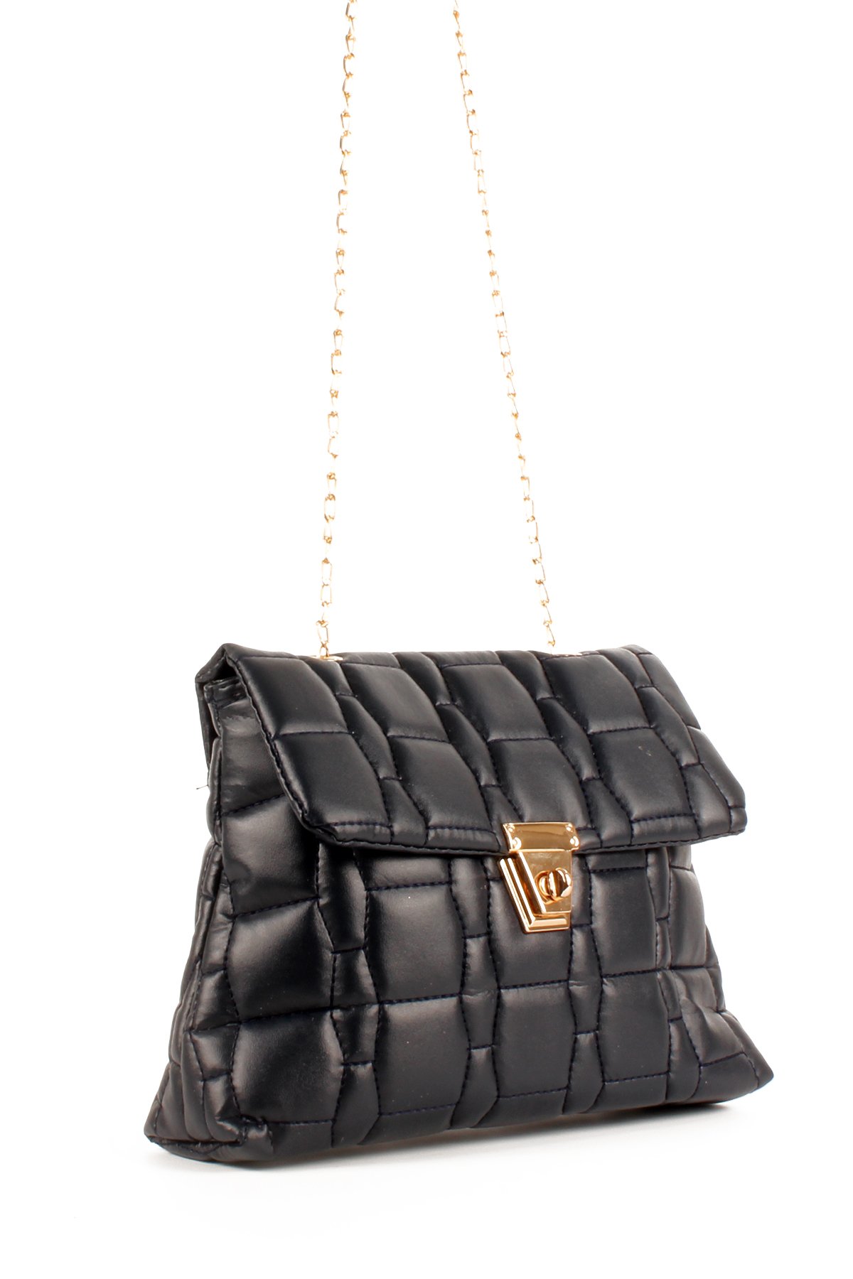 LWE20713-SyhTalhaLuwwe Bag'sKadın Zincir Askılı Nakışlı Kilitli Kapama Omuz Çantası (20713)