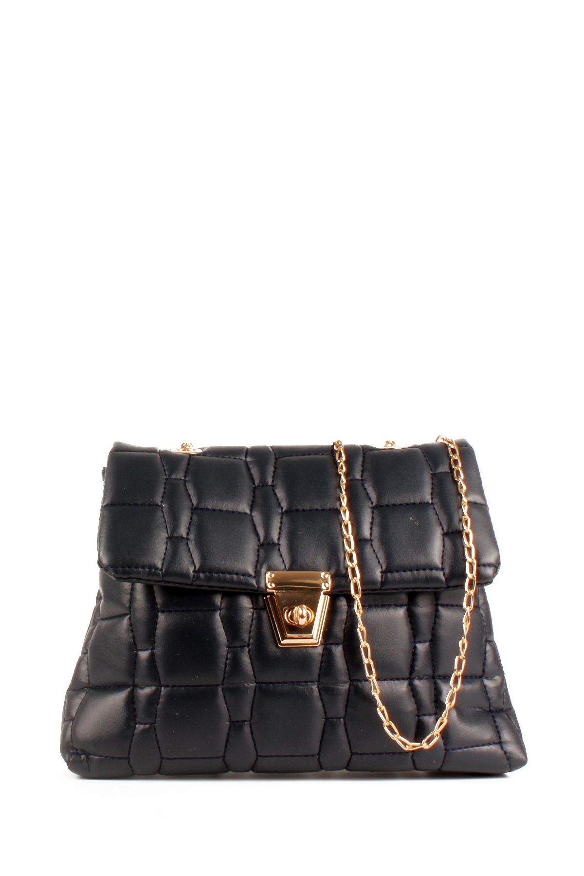 LWE20713-SyhTalhaLuwwe Bag'sKadın Zincir Askılı Nakışlı Kilitli Kapama Omuz Çantası (20713)