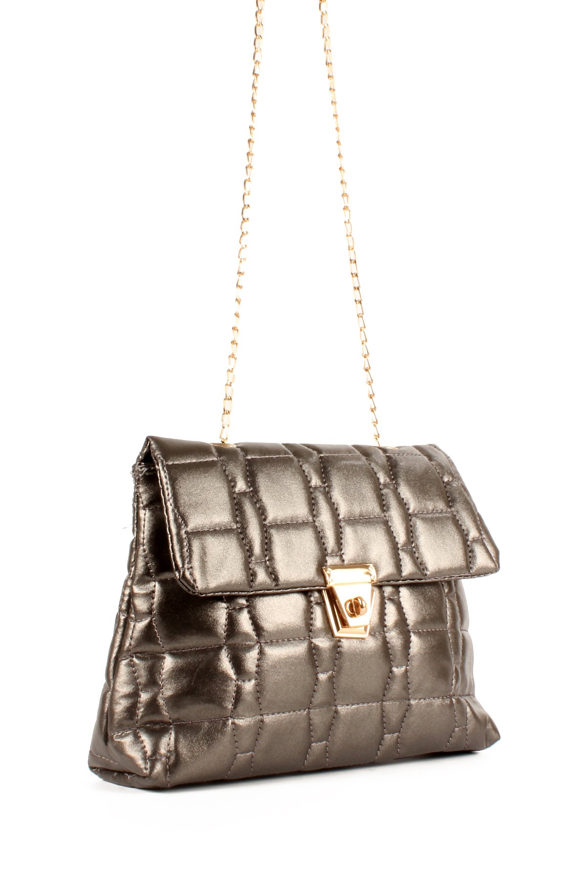 LWE20713-SyhTalhaLuwwe Bag'sKadın Zincir Askılı Nakışlı Kilitli Kapama Omuz Çantası (20713)