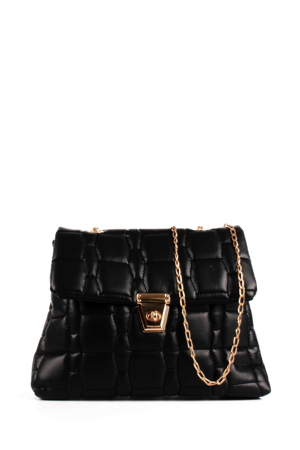 LWE20713-SyhTalhaLuwwe Bag'sKadın Zincir Askılı Nakışlı Kilitli Kapama Omuz Çantası (20713)