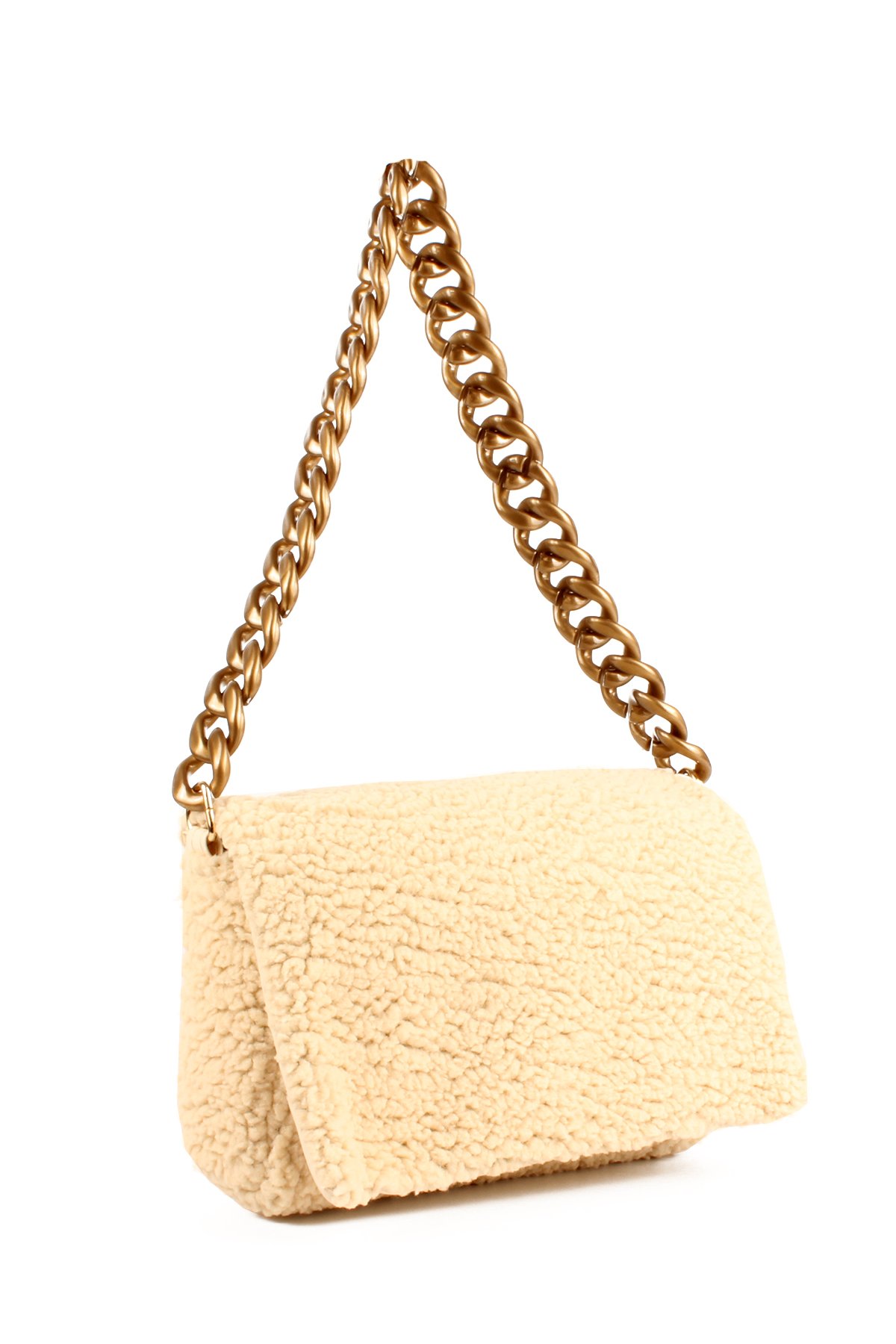 LWE20731-SyhTalhaLuwwe Bag'sKadın Zincir Askılı Suni Kürklü-Peluş Baget Omuz Çantası (20731)