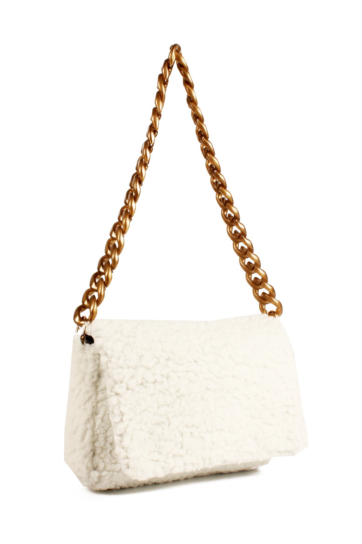 LWE20731-SyhTalhaLuwwe Bag'sKadın Zincir Askılı Suni Kürklü-Peluş Baget Omuz Çantası (20731)