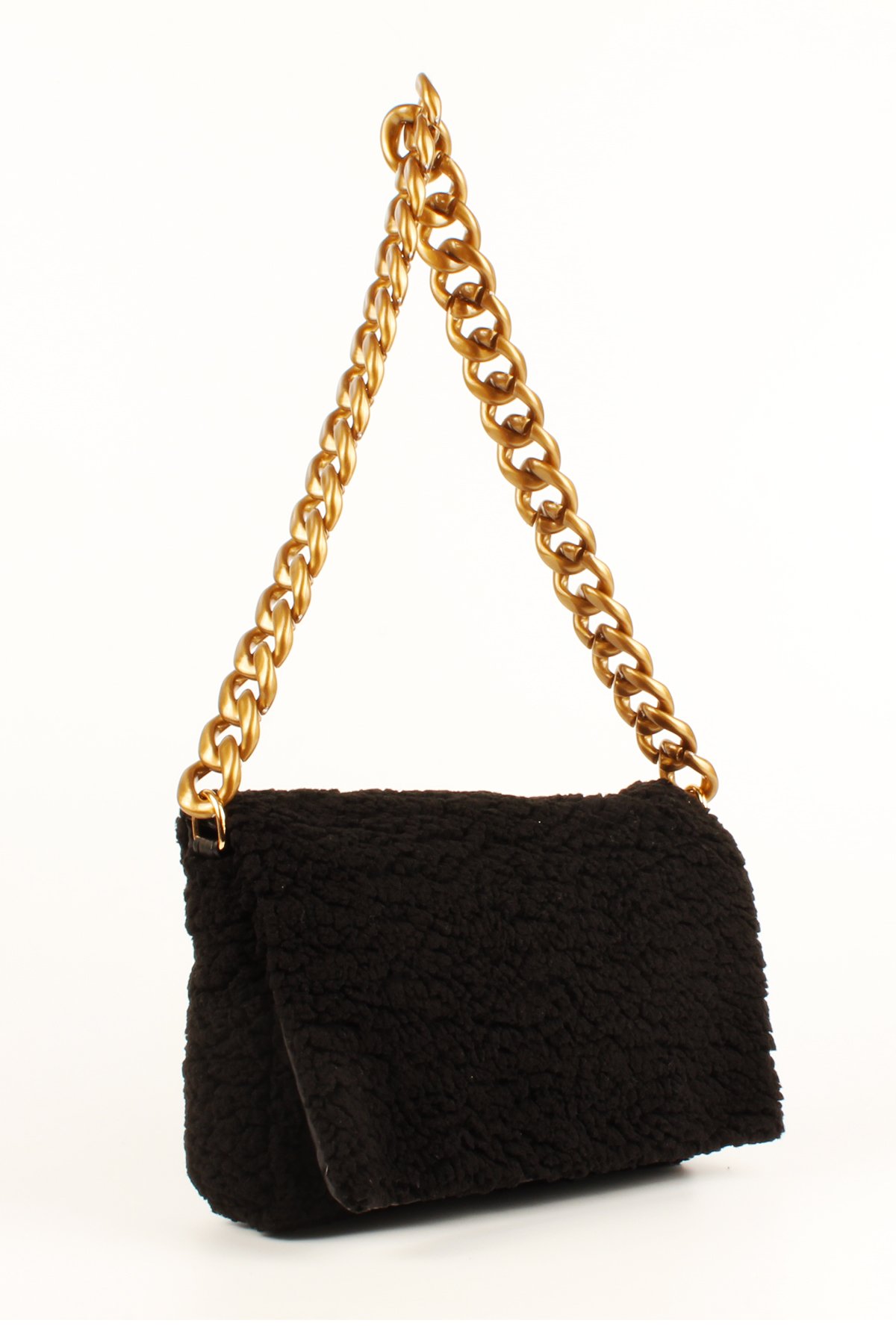 LWE20731-SyhTalhaLuwwe Bag'sKadın Zincir Askılı Suni Kürklü-Peluş Baget Omuz Çantası (20731)