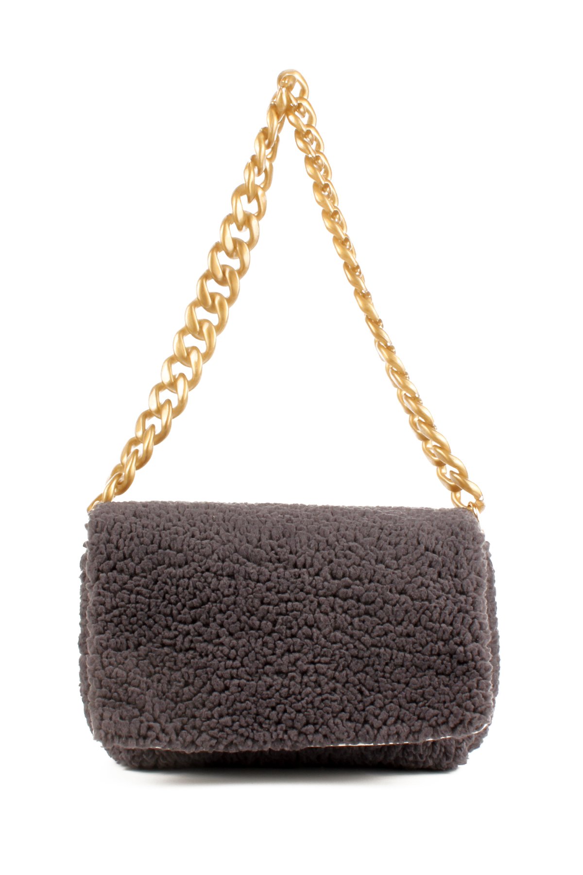 LWE20731-SyhTalhaLuwwe Bag'sKadın Zincir Askılı Suni Kürklü-Peluş Baget Omuz Çantası (20731)