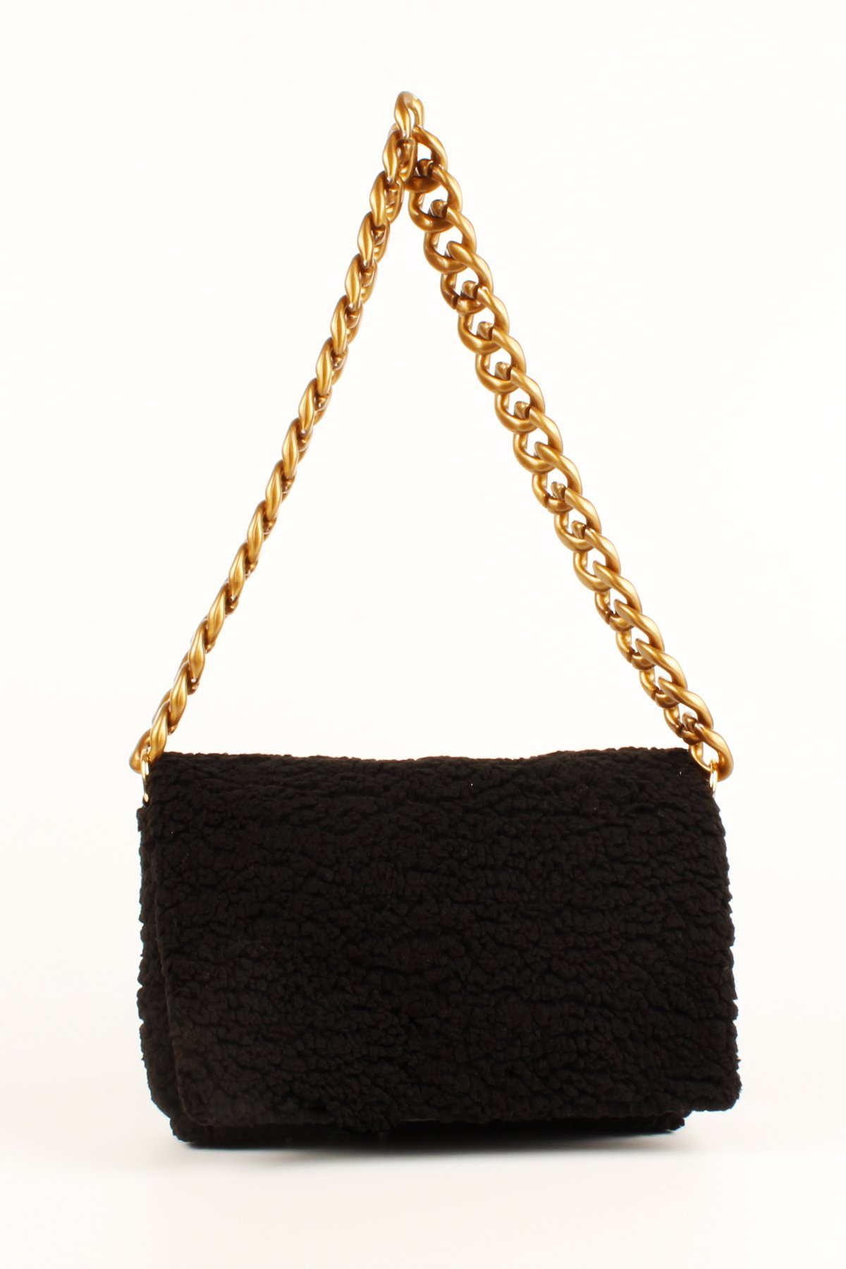 LWE20731-SyhTalhaLuwwe Bag'sKadın Zincir Askılı Suni Kürklü-Peluş Baget Omuz Çantası (20731)