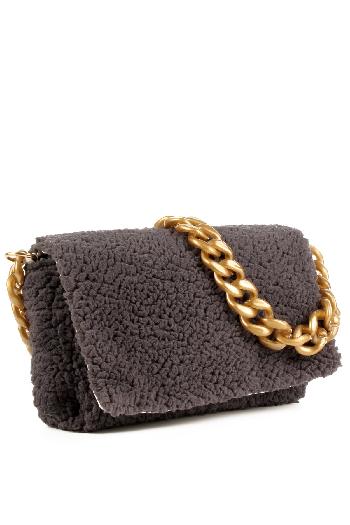 LWE20731-SyhTalhaLuwwe Bag'sKadın Zincir Askılı Suni Kürklü-Peluş Baget Omuz Çantası (20731)