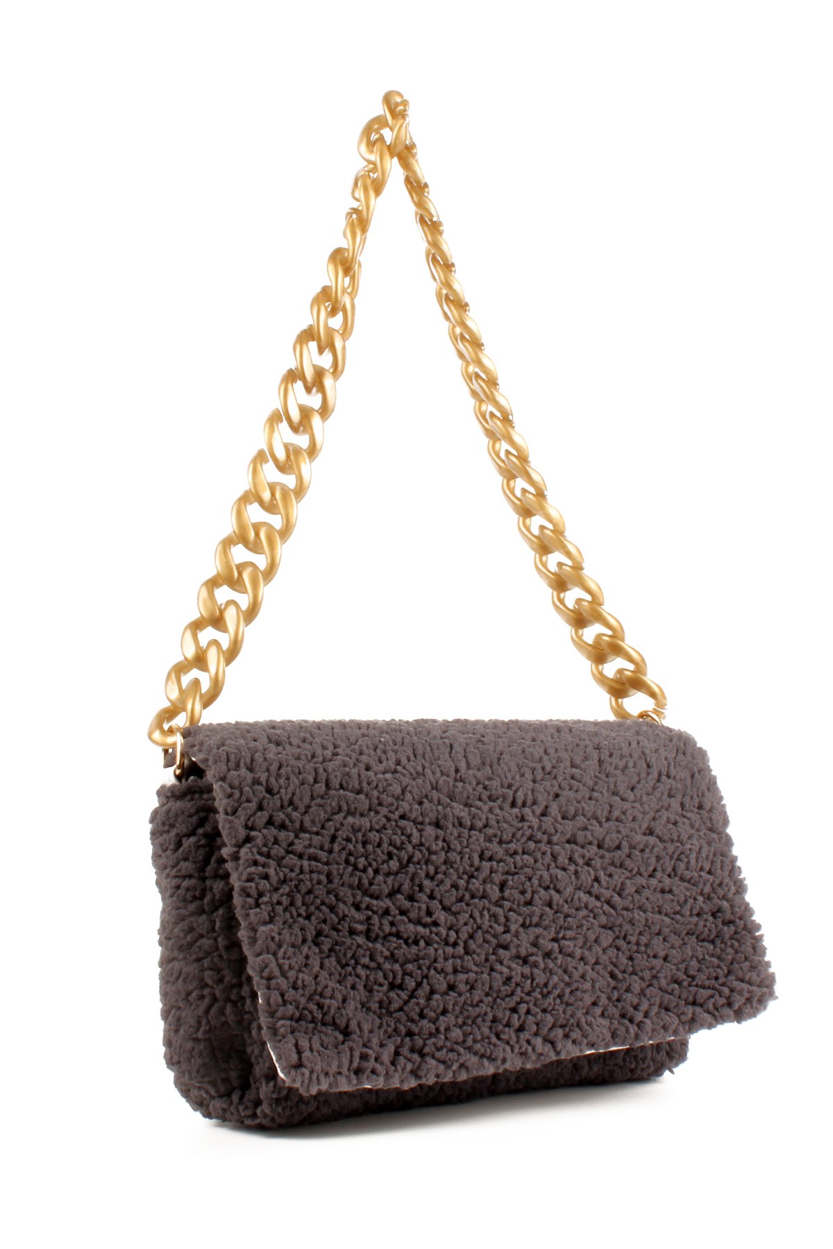 LWE20731-SyhTalhaLuwwe Bag'sKadın Zincir Askılı Suni Kürklü-Peluş Baget Omuz Çantası (20731)