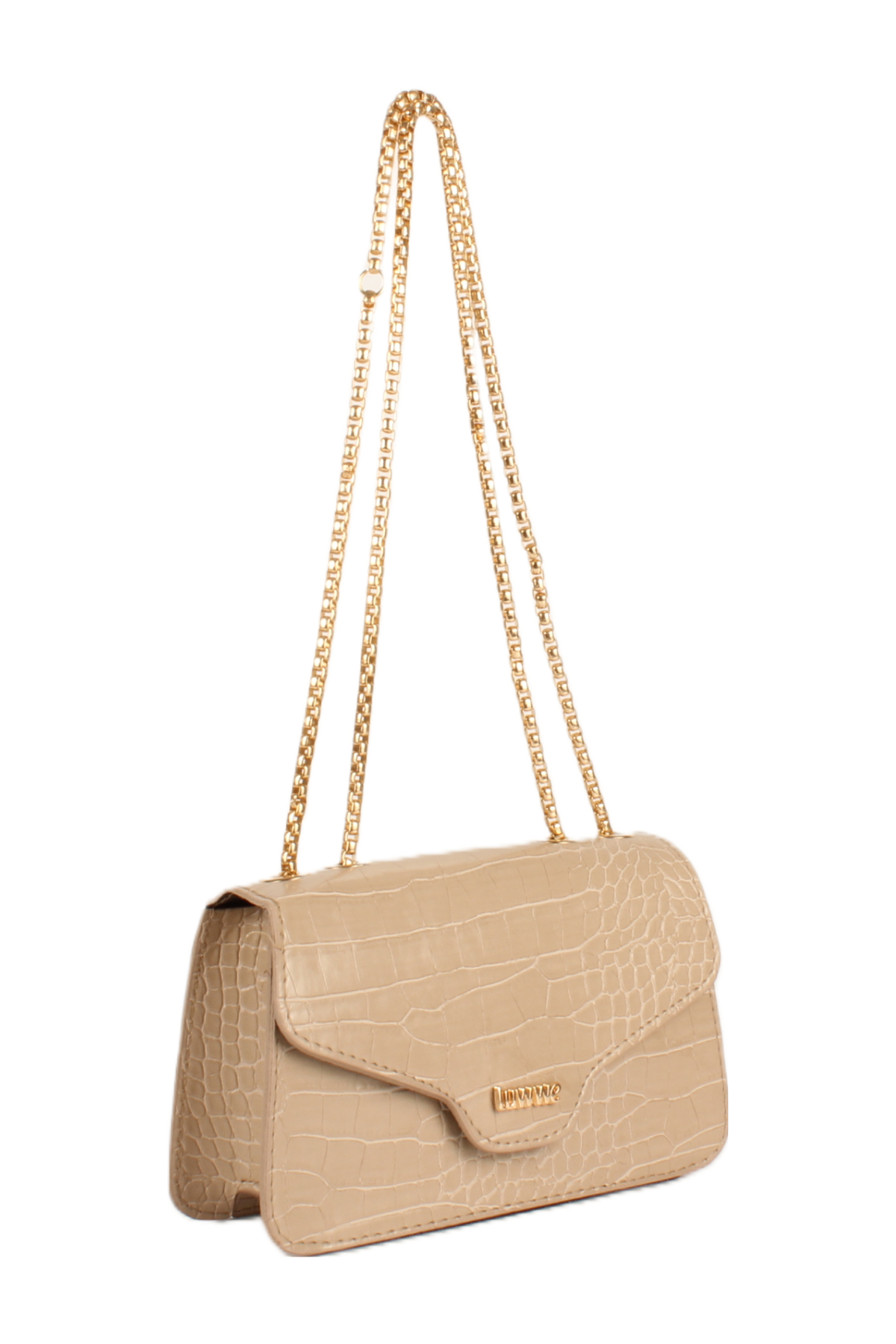 LWE20743-SyhTalhaLuwwe Bag'sKadın Zincir Askılı Timsah Desenli Luwwe Yazı Detaylı Mini Omuz Çantası (20743)