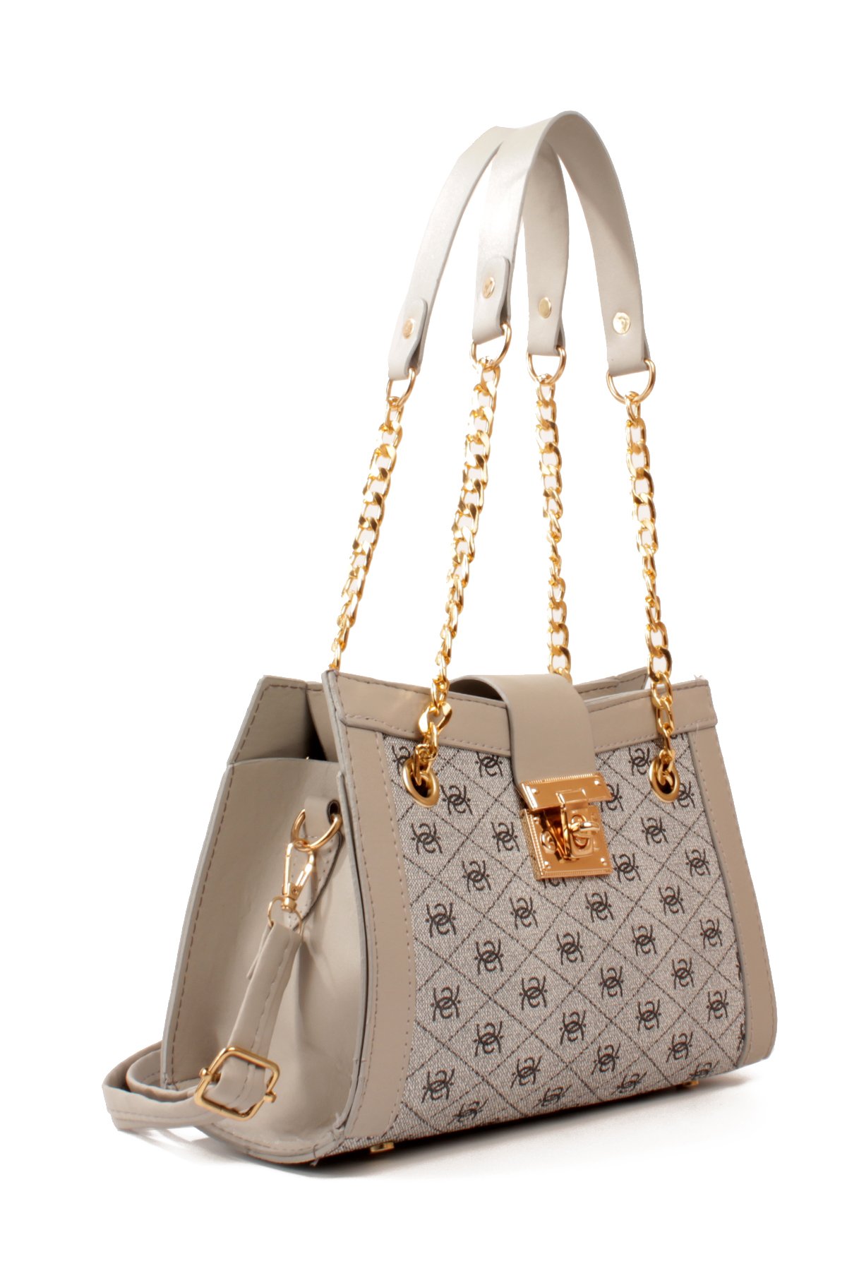 LWE10832-SyhTalhaLuwwe Bag'sKadın Zincir Detaylı Askı Desenli Deri Fermuarlı ve Toka Kemerli Kapamalı El ve Omuz Çantası (10832)