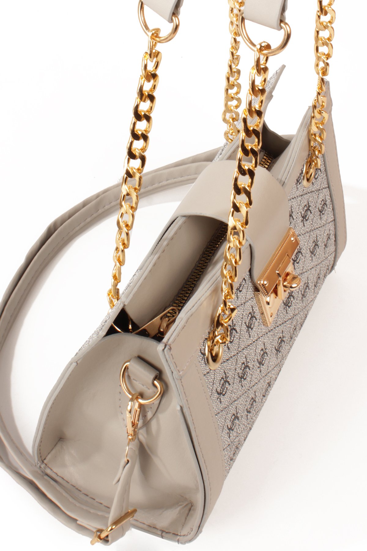 LWE10832-SyhTalhaLuwwe Bag'sKadın Zincir Detaylı Askı Desenli Deri Fermuarlı ve Toka Kemerli Kapamalı El ve Omuz Çantası (10832)